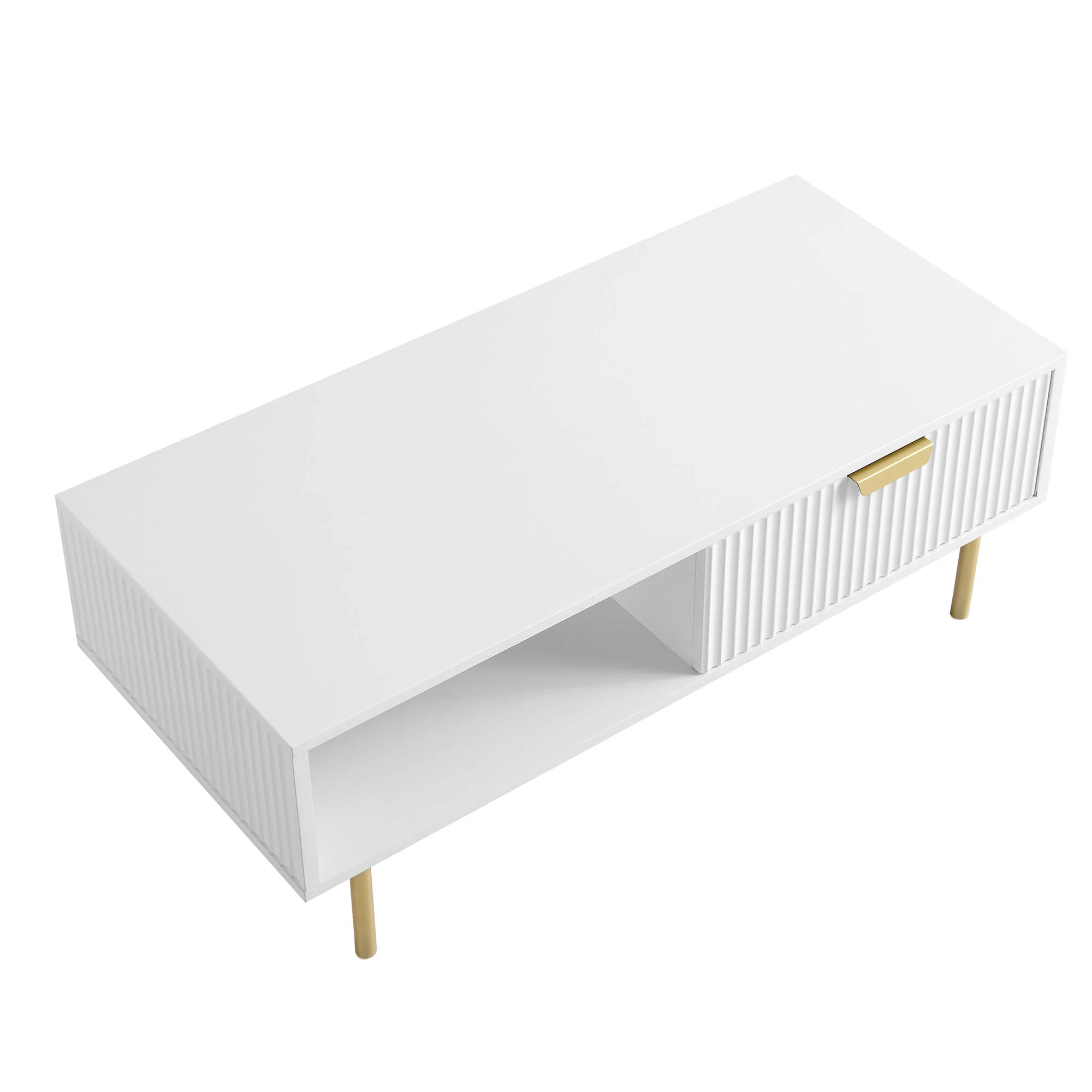 Richmond Ridged Coffee Table with Drawer, Matte White - Image 8
