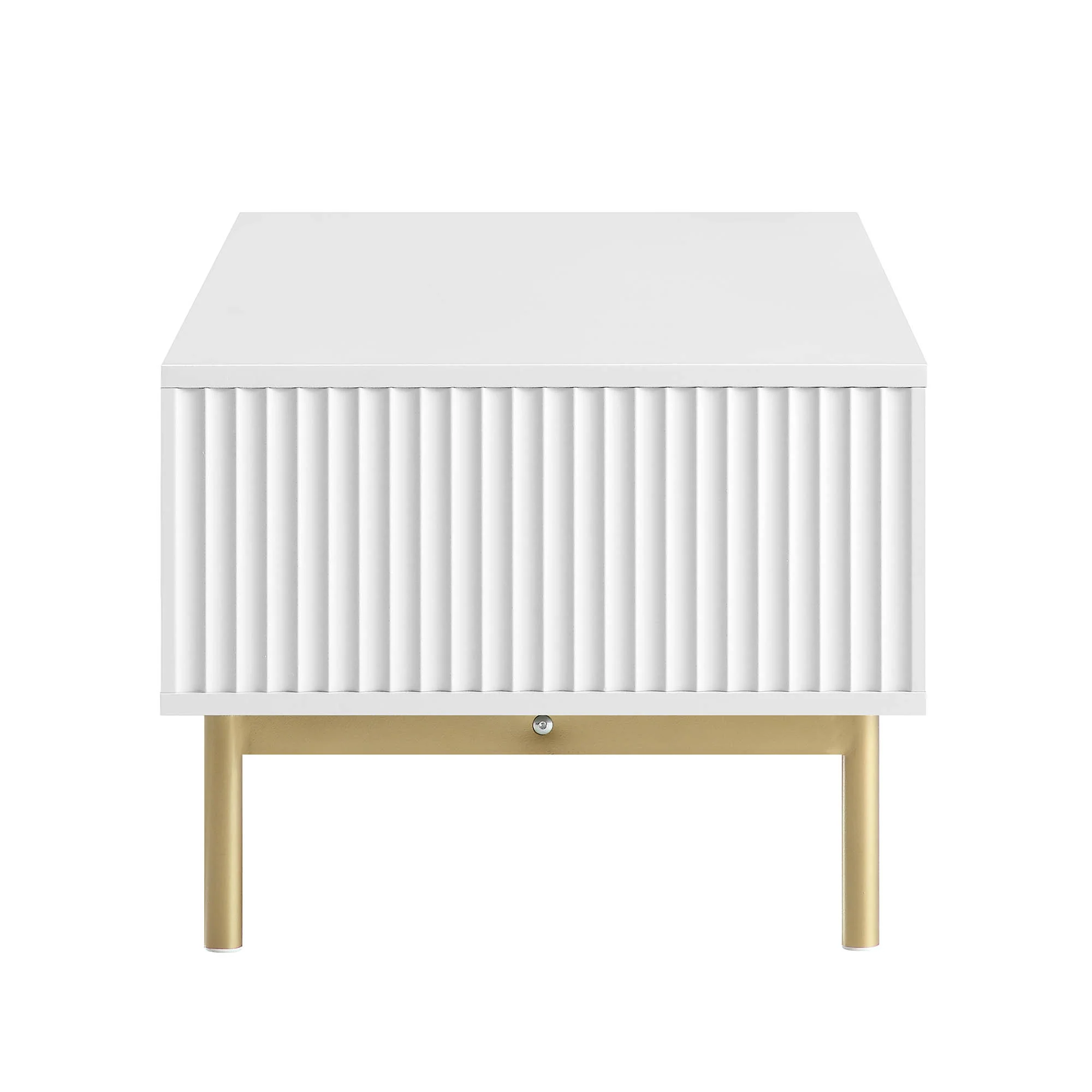 Richmond Ridged Coffee Table with Drawer, Matte White - Image 9