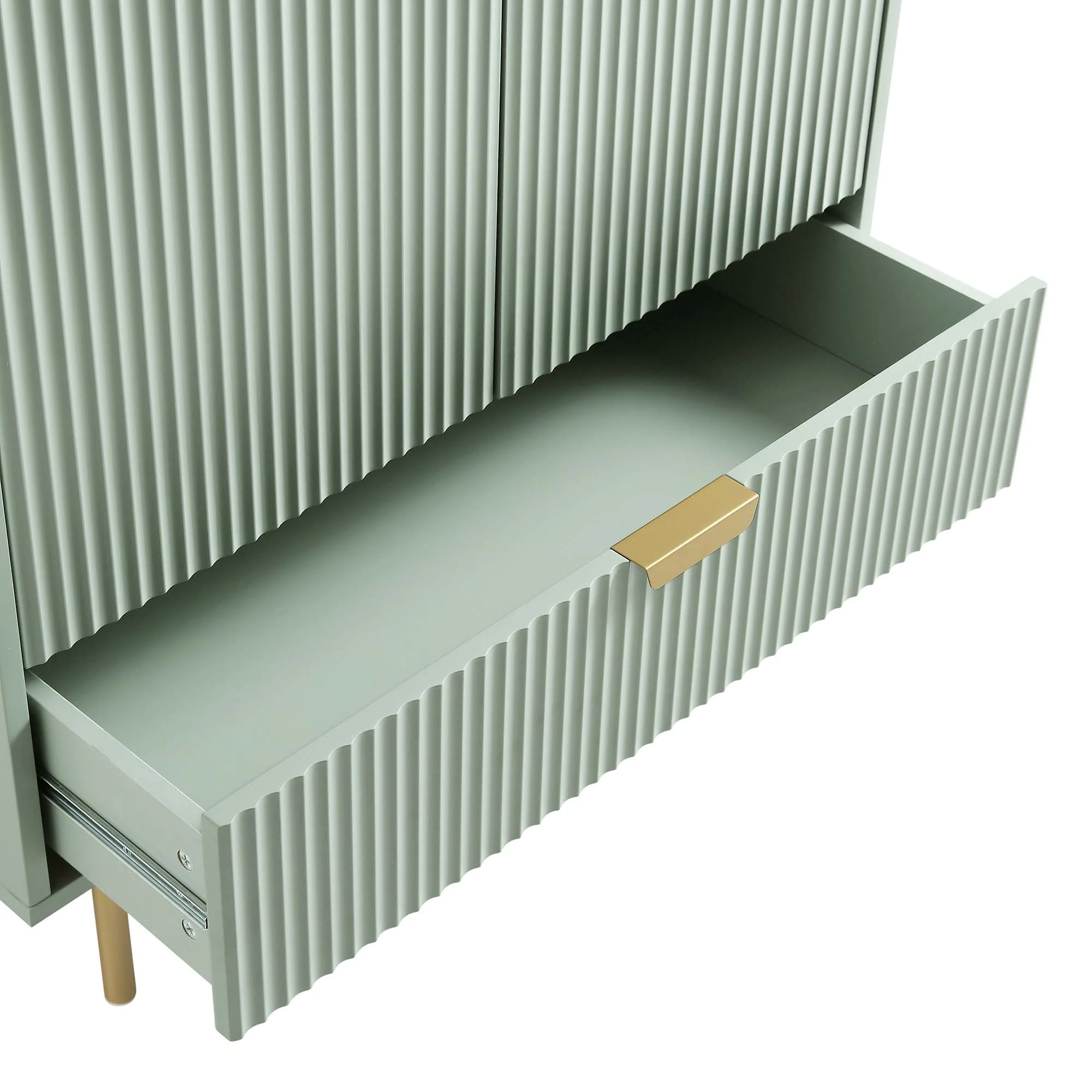 Richmond Ridged Double Wardrobe with Drawer, Matte Sage Green - Image 11