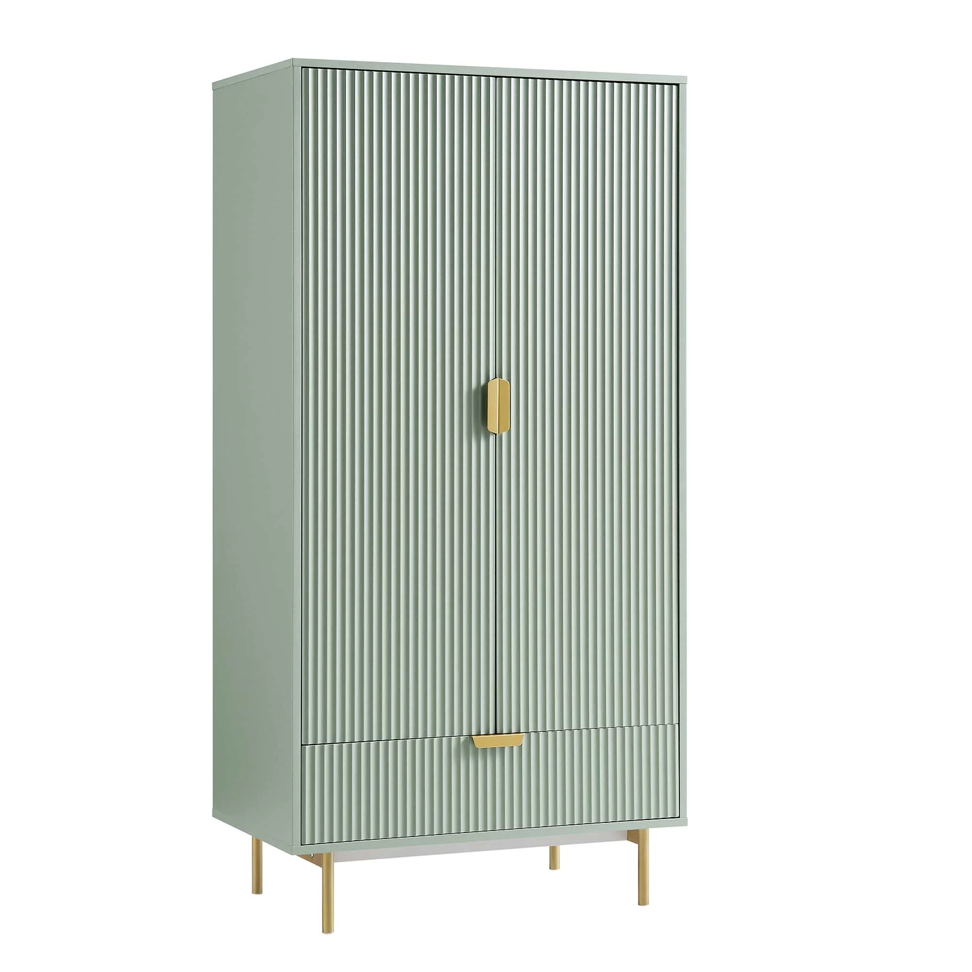 Richmond Ridged Double Wardrobe with Drawer, Matte Sage Green - Image 5