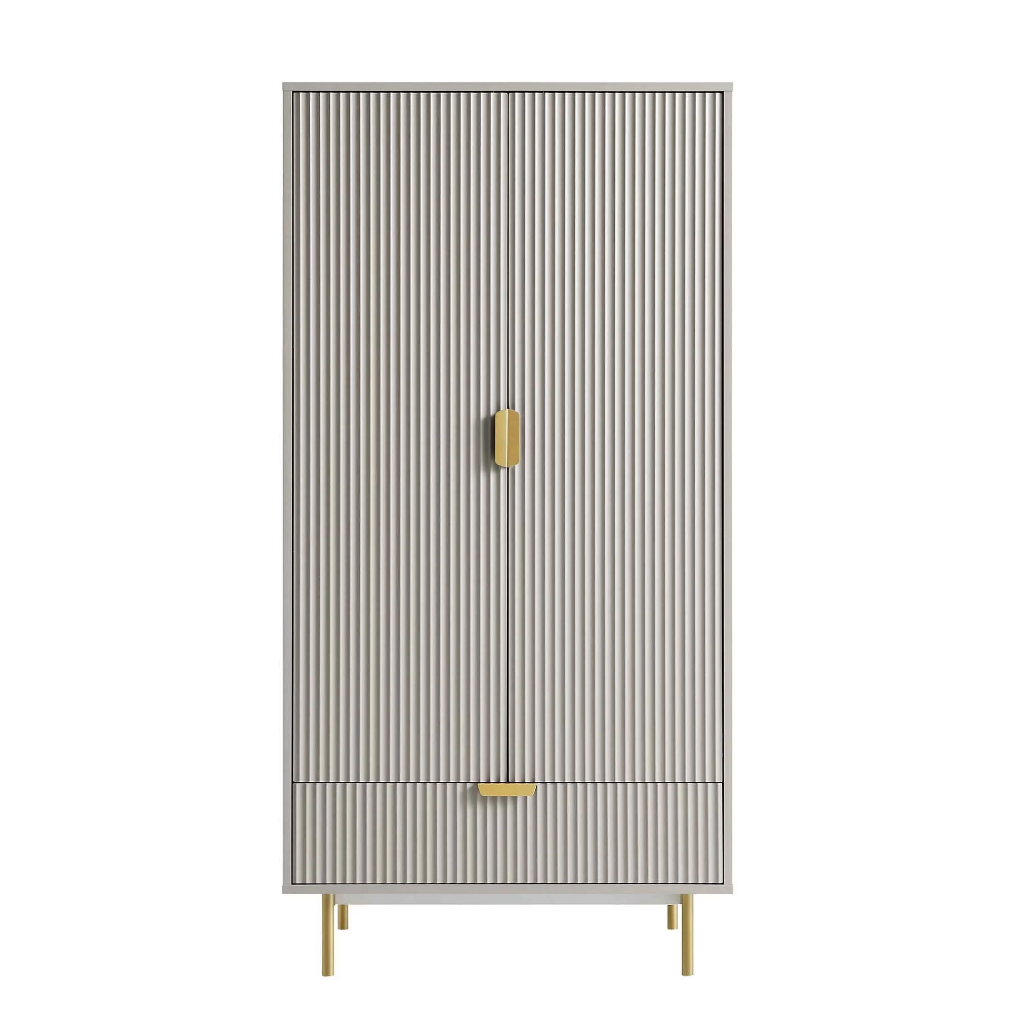 Richmond Ridged Double Wardrobe with Drawer, Matte Taupe - Image 4