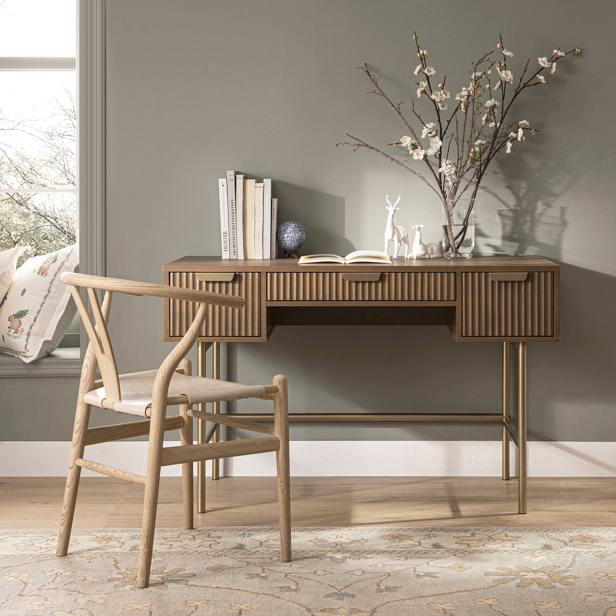 Richmond Ridged Dressing Table, Dark Ash - Image 2