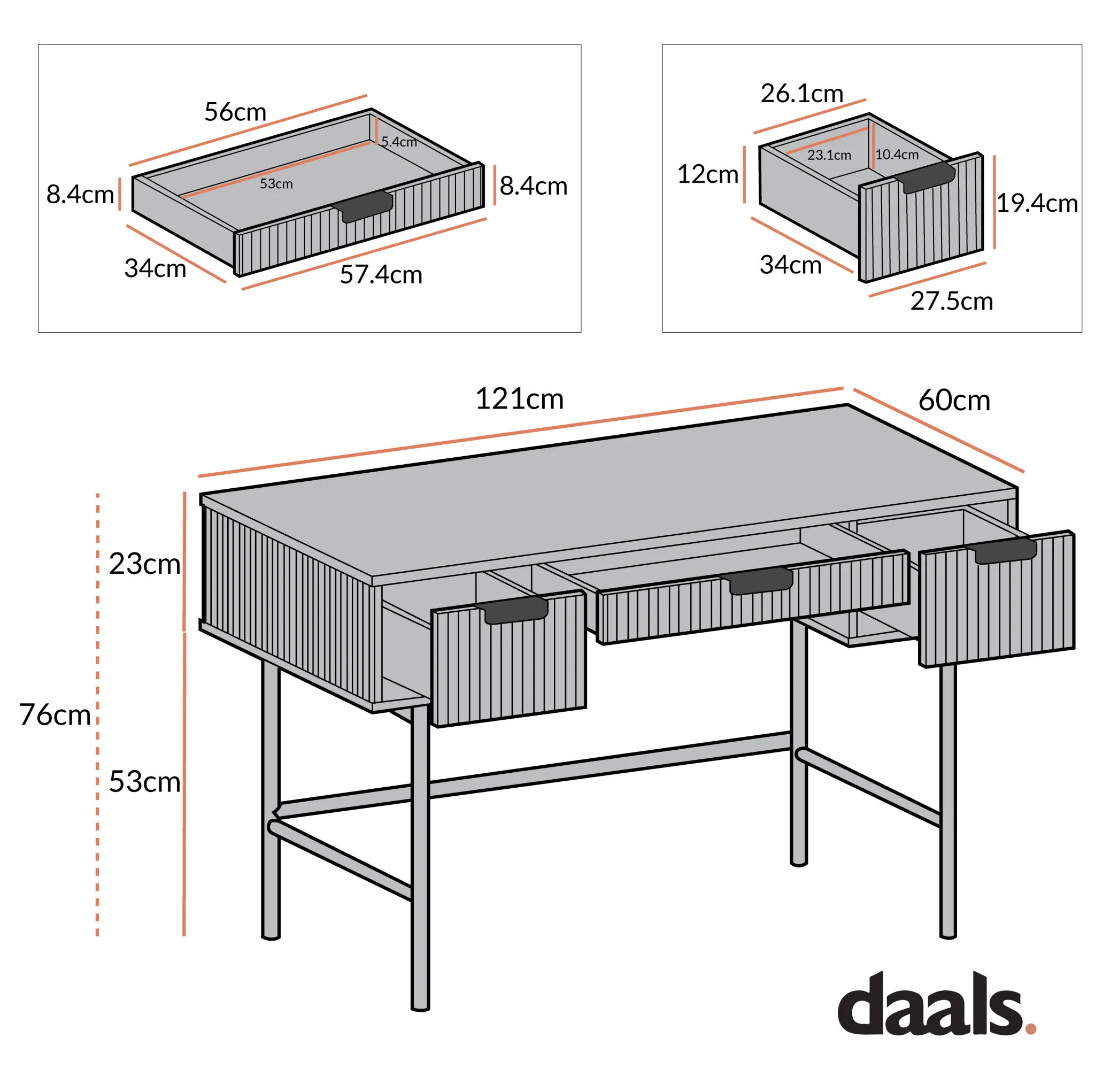 Richmond Ridged Dressing Table, Matte Black - Image 5
