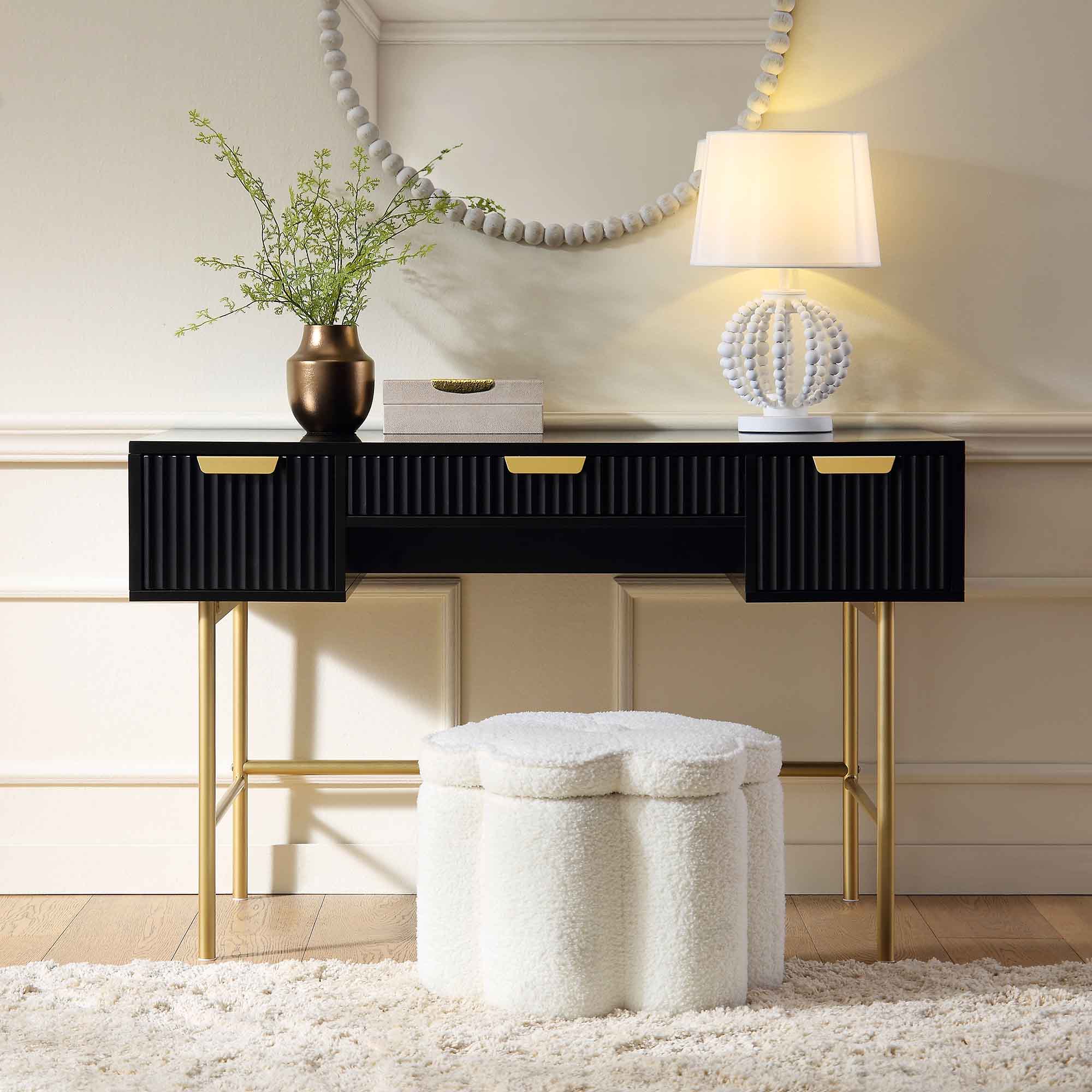 Richmond Ridged Dressing Table, Matte Black - Image 2