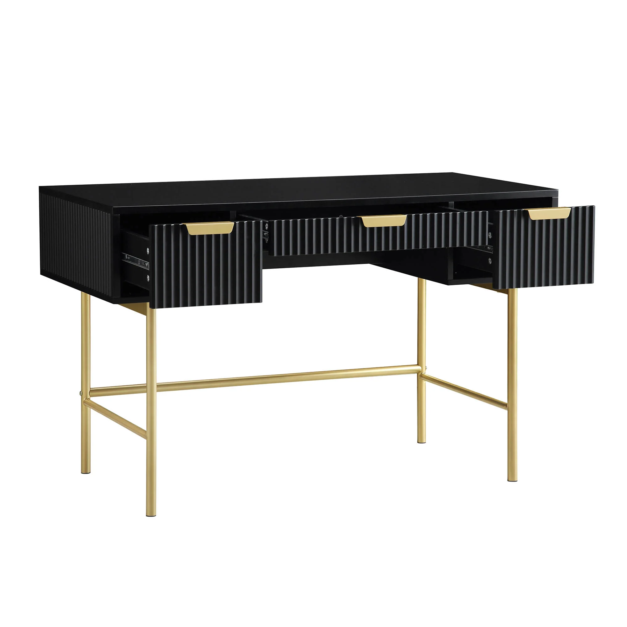 Richmond Ridged Dressing Table, Matte Black - Image 4