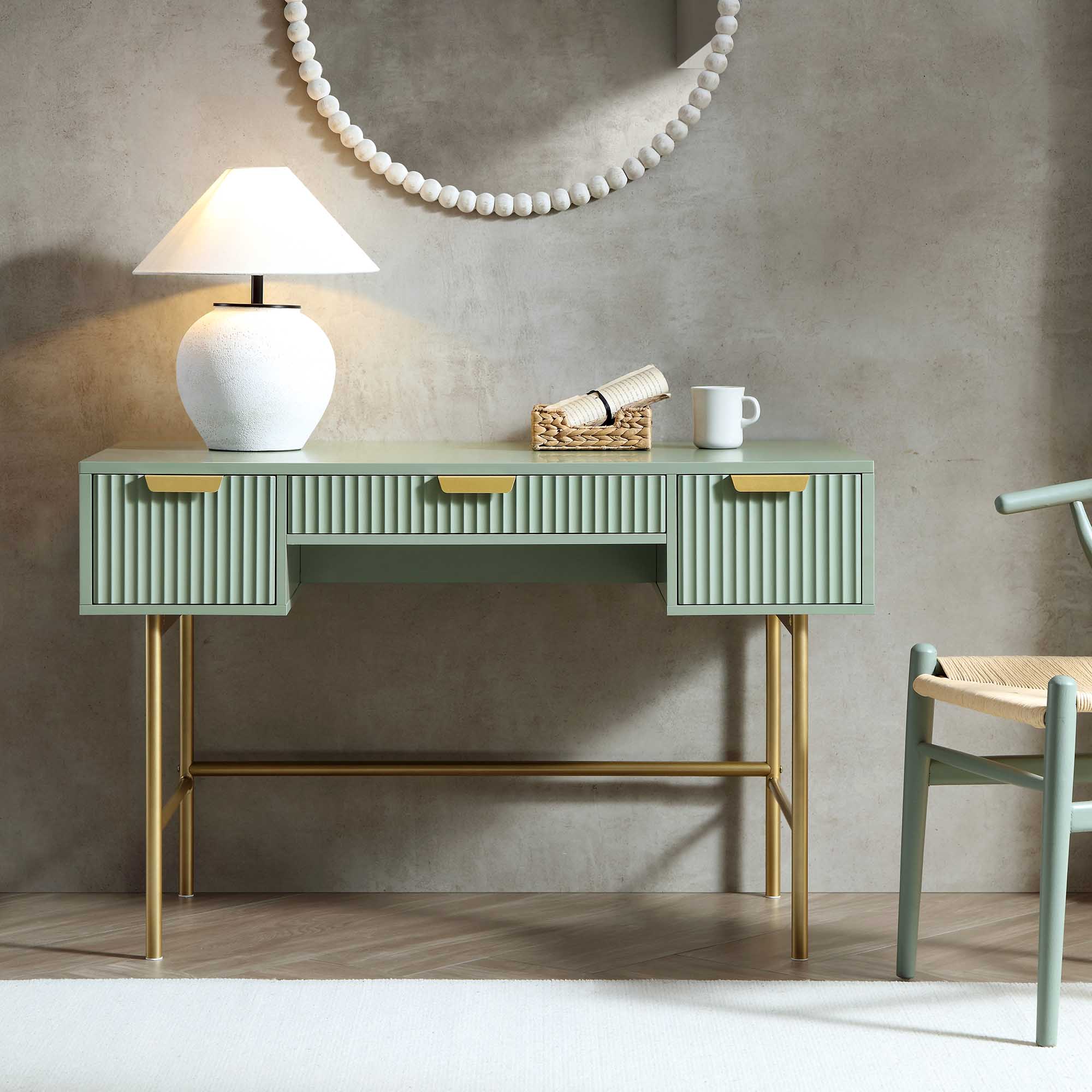 Richmond Ridged Dressing Table, Matte Sage Green - Image 2