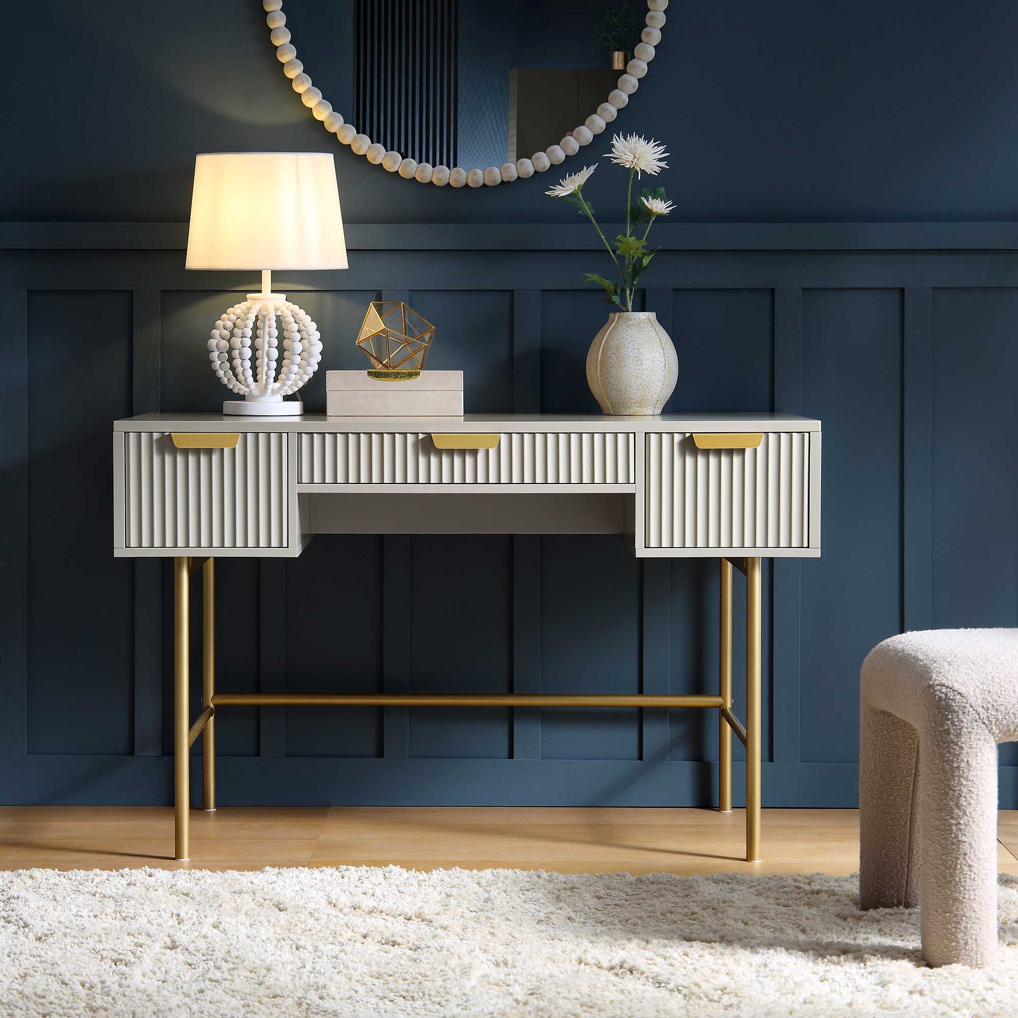 Richmond Ridged Dressing Table, Matte Taupe - Image 2