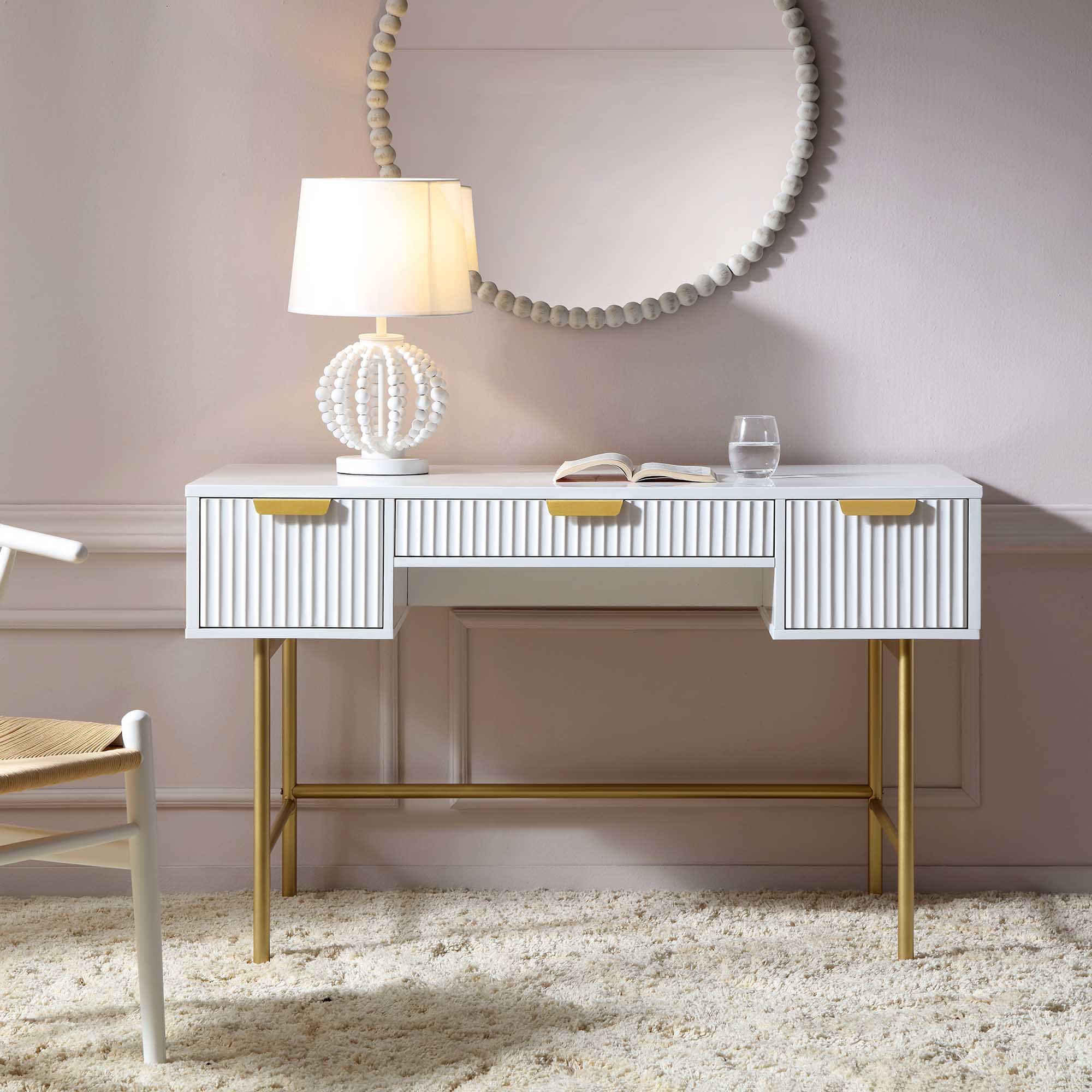 Richmond Ridged Dressing Table, Matte White - Image 2