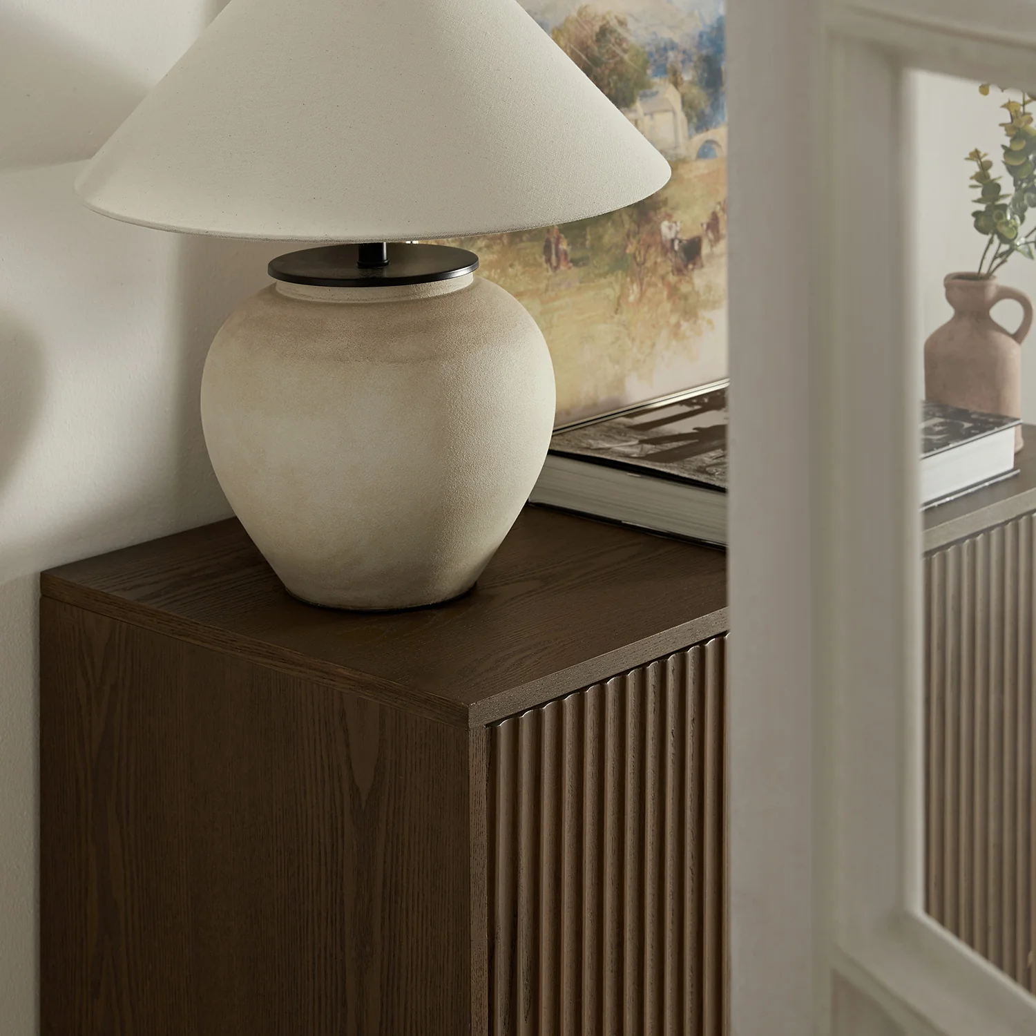 Richmond Ridged Highboard Storage Cabinet, Dark Ash - Image 4
