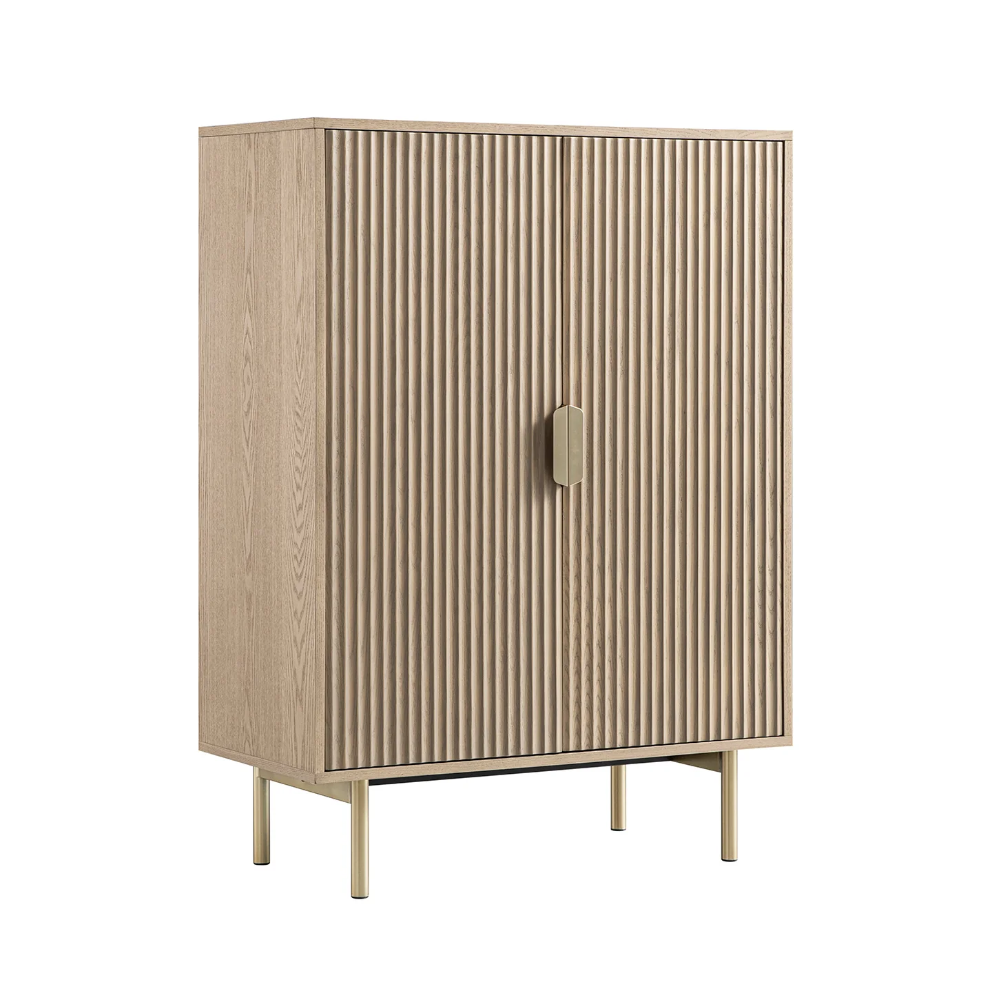 Richmond Ridged Highboard Storage Cabinet, Light Ash - Image 10