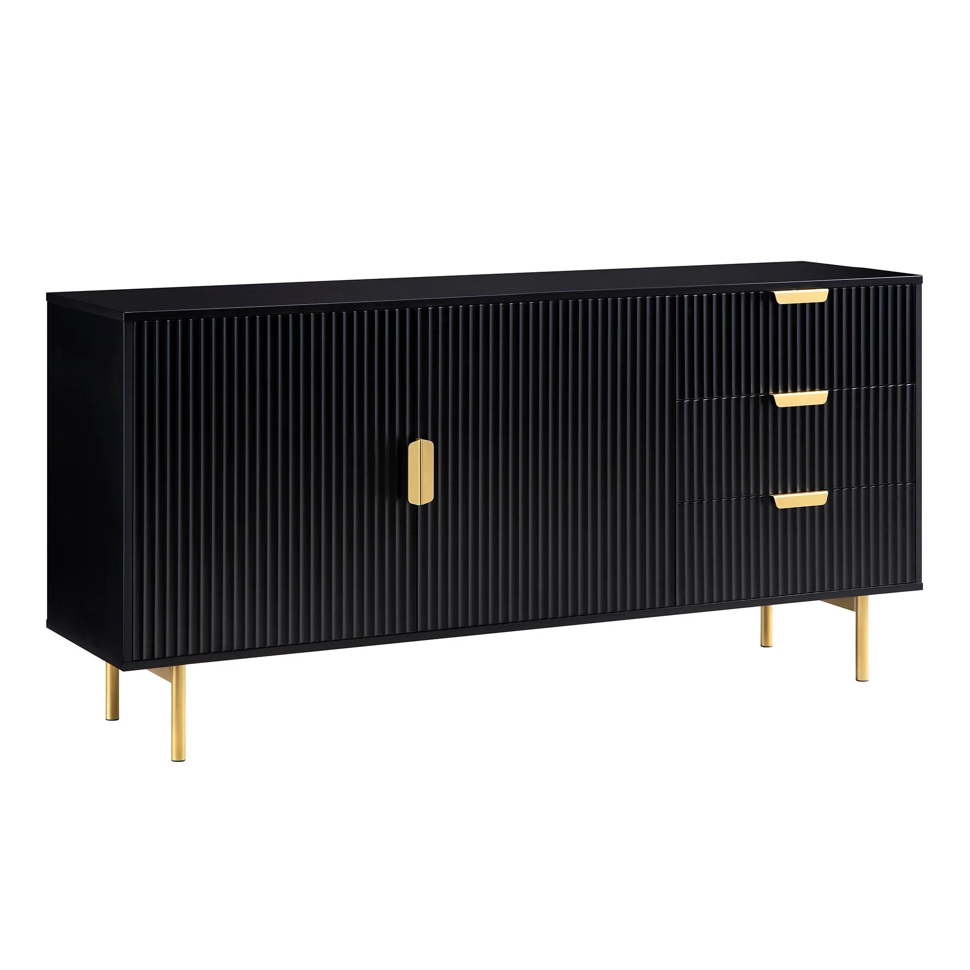 Richmond Ridged Large Sideboard, Matte Black - Image 4