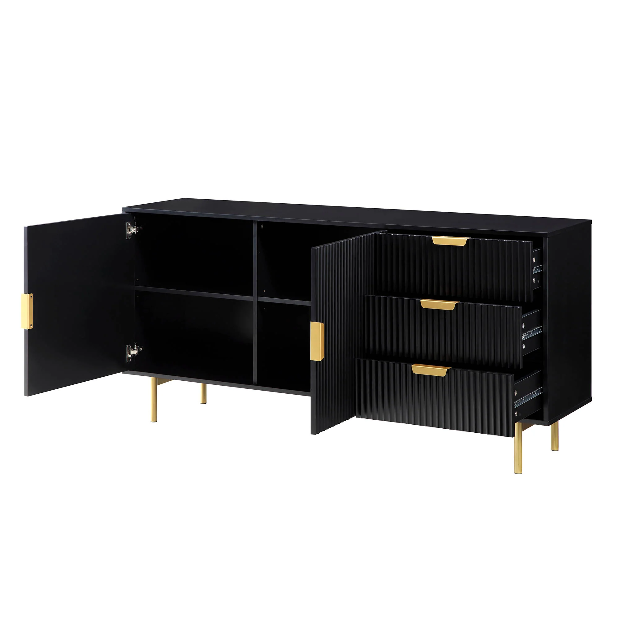 Richmond Ridged Large Sideboard, Matte Black - Image 6