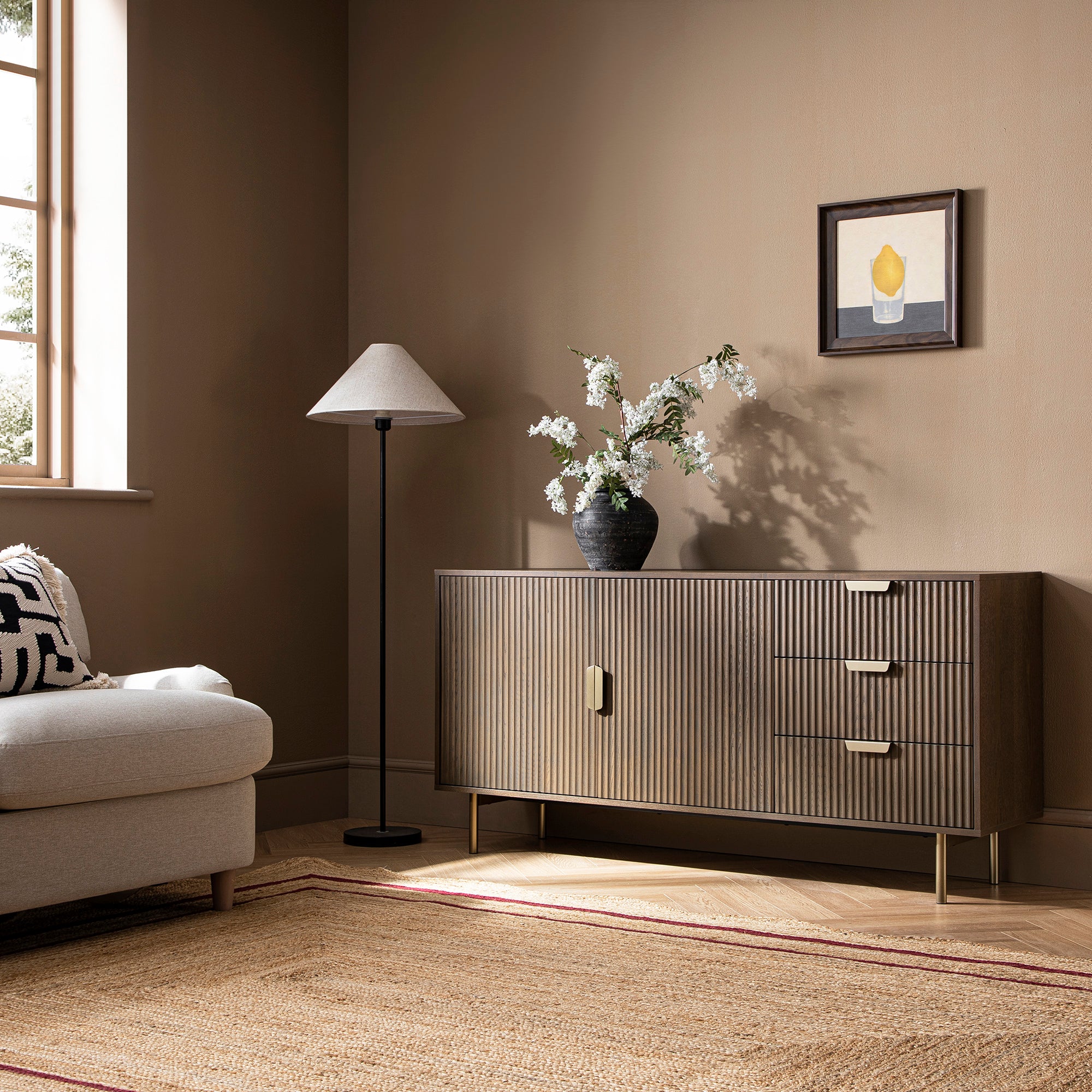 Richmond Ridged Large Sideboard, Dark Ash - Image 2