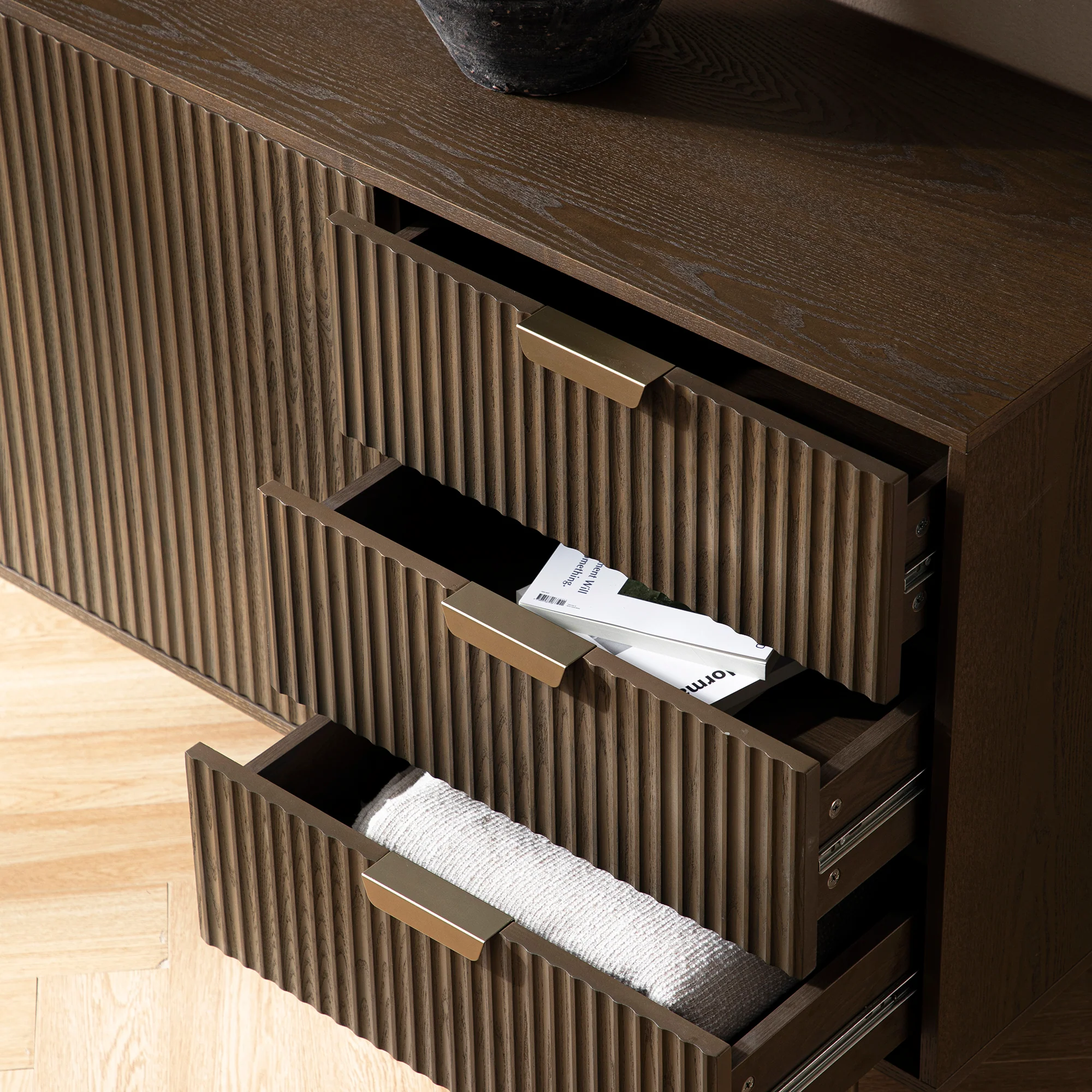 Richmond Ridged Large Sideboard, Dark Ash - Image 6