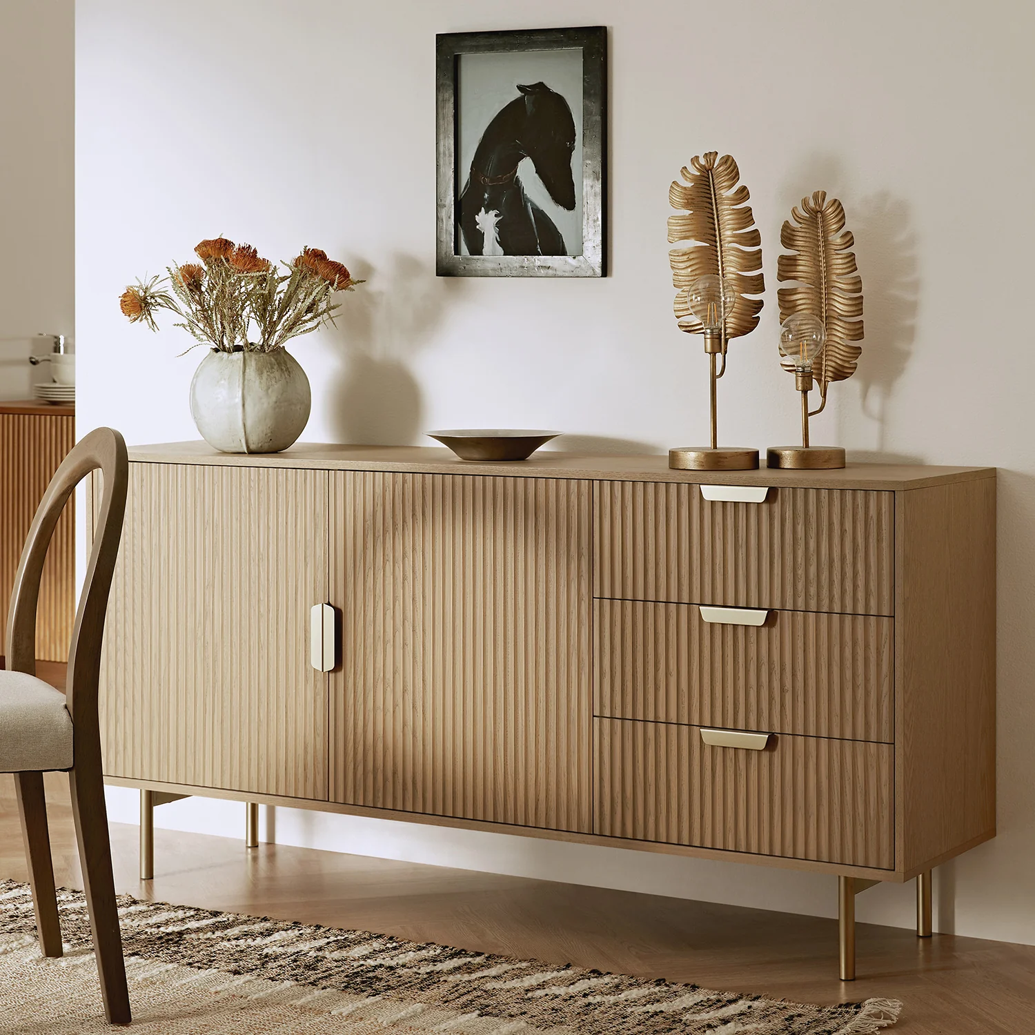 Richmond Ridged Large Sideboard, Light Ash - Image 2