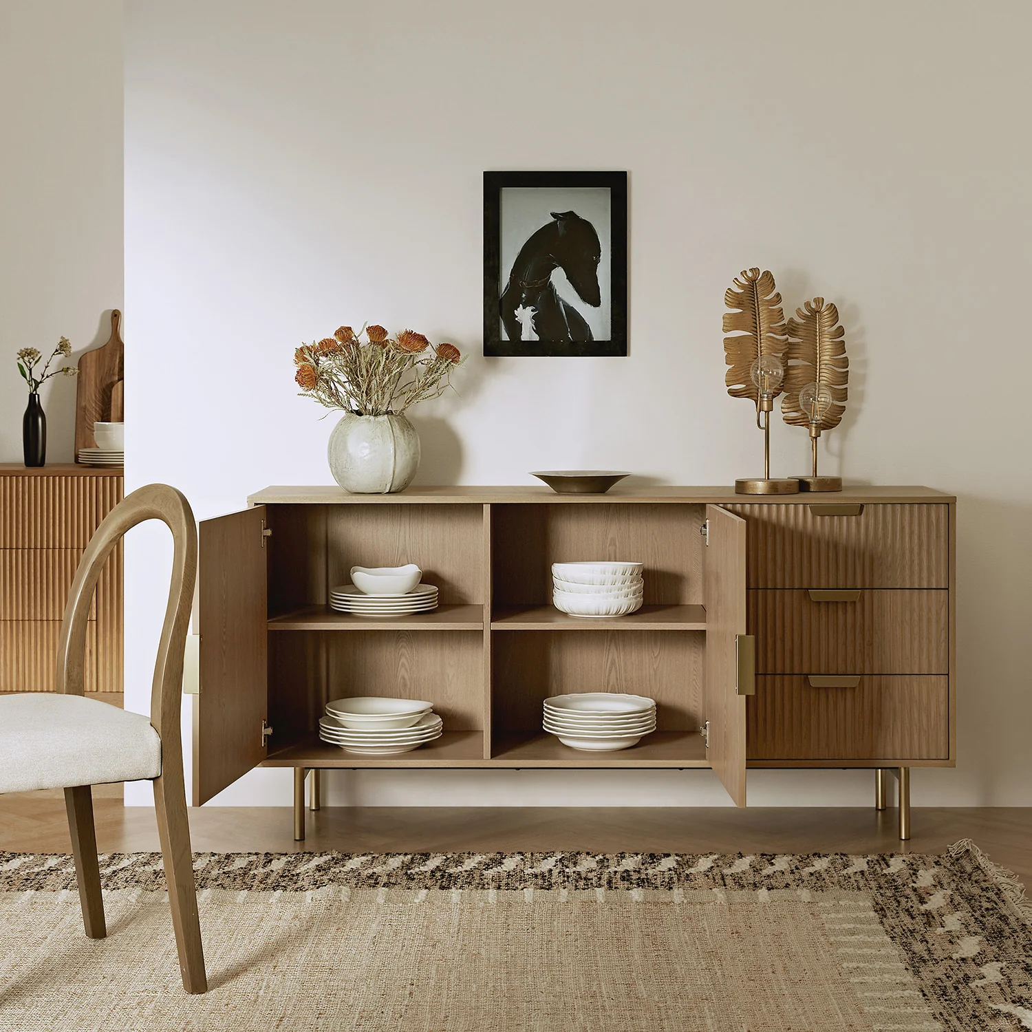 Richmond Ridged Large Sideboard, Light Ash - Image 3