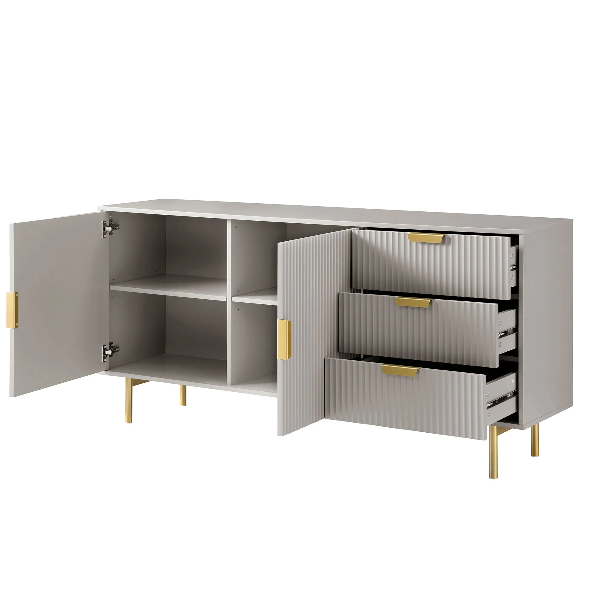 Richmond Ridged Large Sideboard, Matte Taupe - Image 7