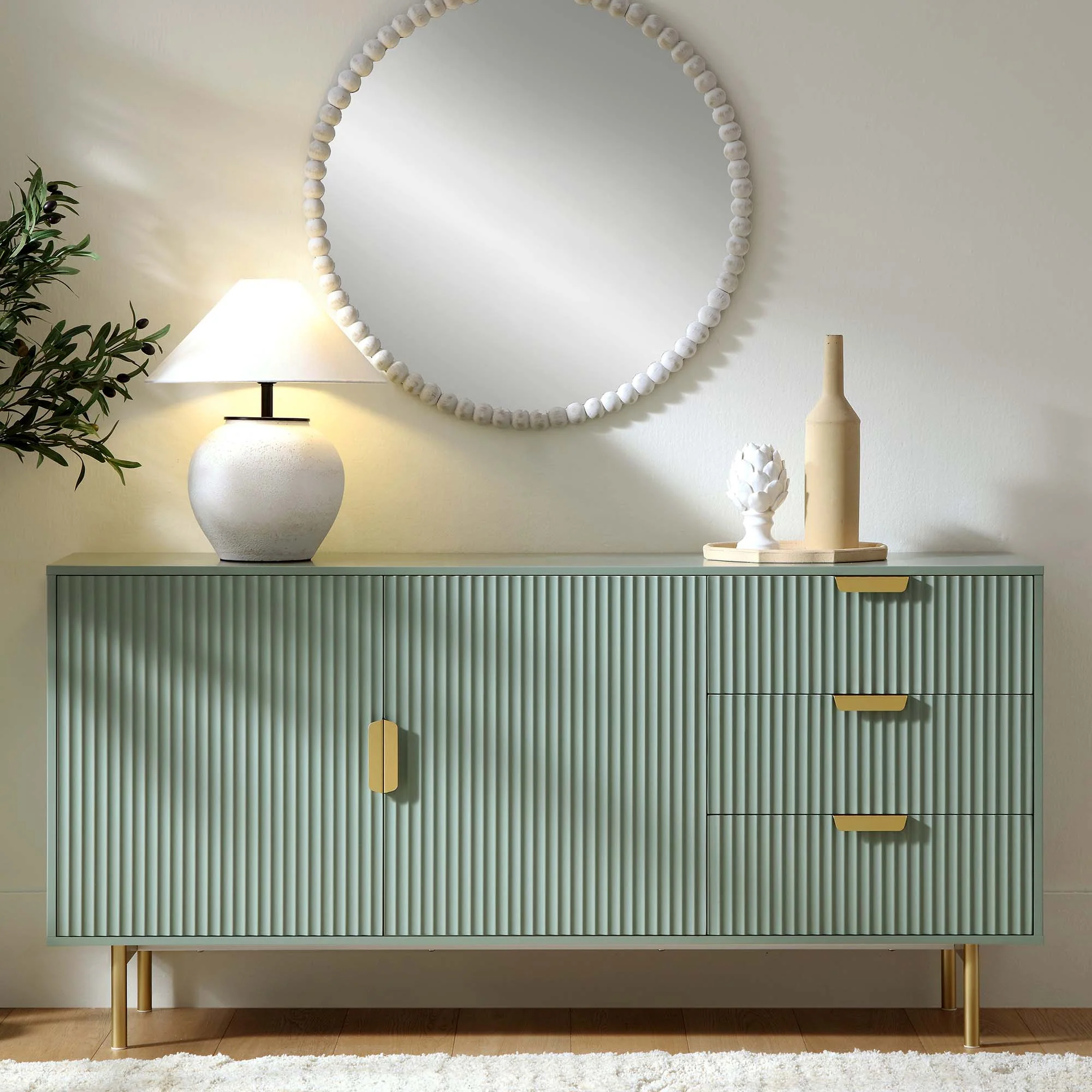 Richmond Ridged Large Sideboard, Matte Sage Green - Image 2