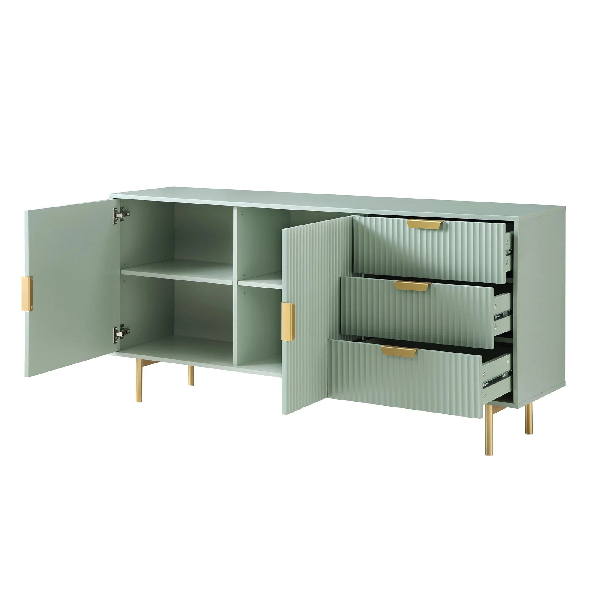 Richmond Ridged Large Sideboard, Matte Sage Green - Image 6