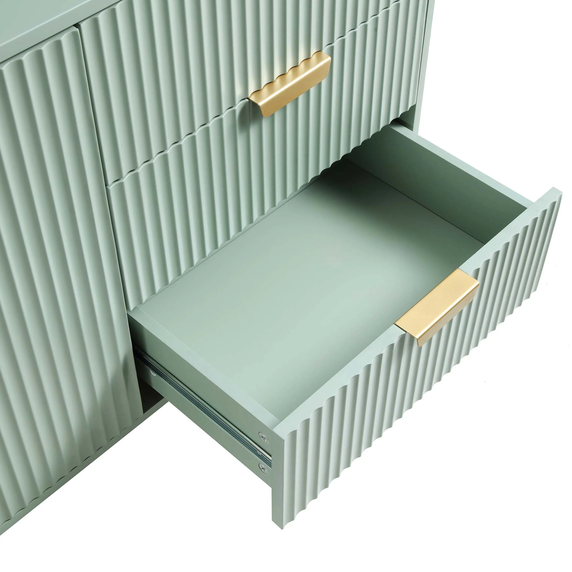 Richmond Ridged Large Sideboard, Matte Sage Green - Image 9