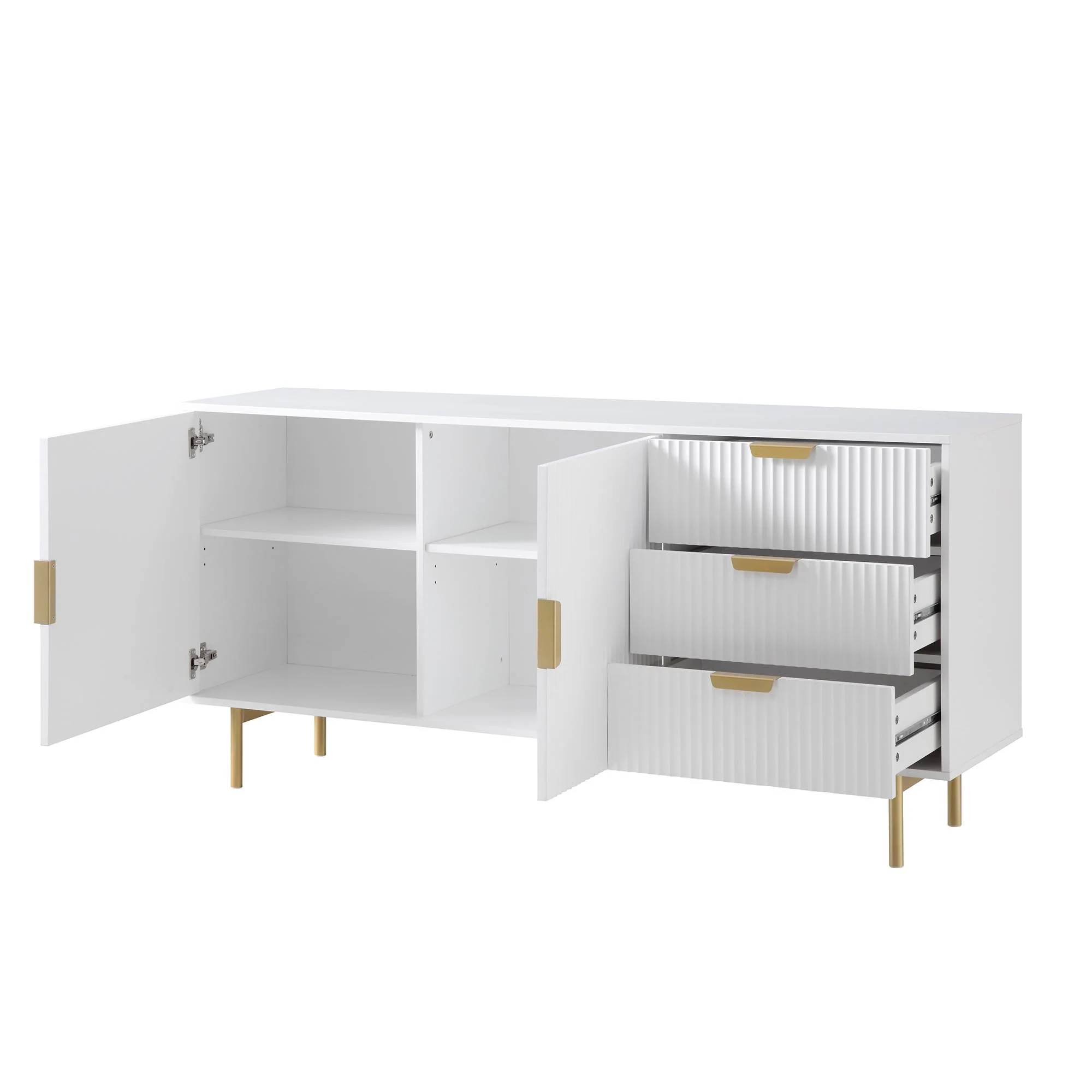 Richmond Ridged Large Sideboard, Matte White - Image 6