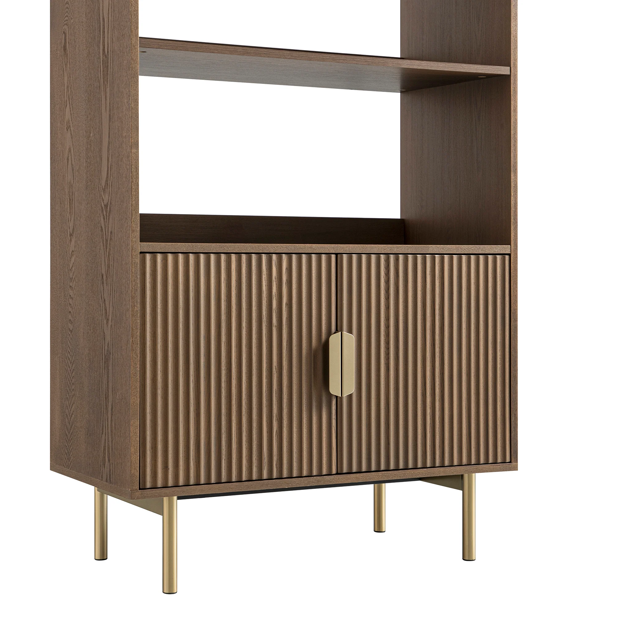 Richmond Ridged Tall Bookcase with Doors, Dark Ash - Image 14