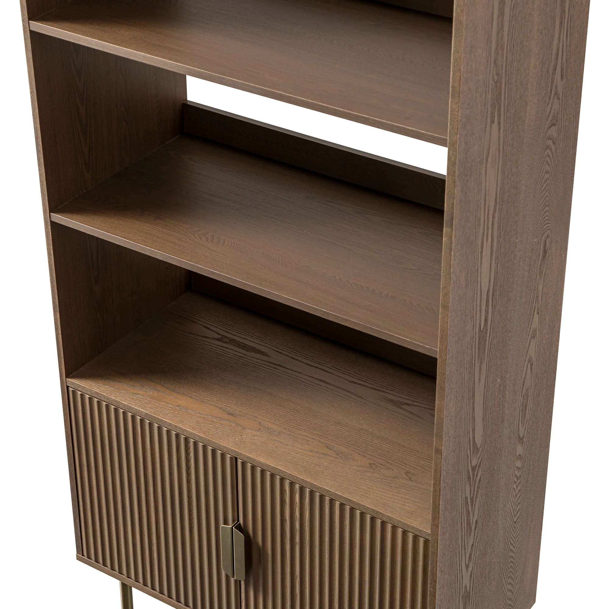 Richmond Ridged Tall Bookcase with Doors, Dark Ash - Image 15