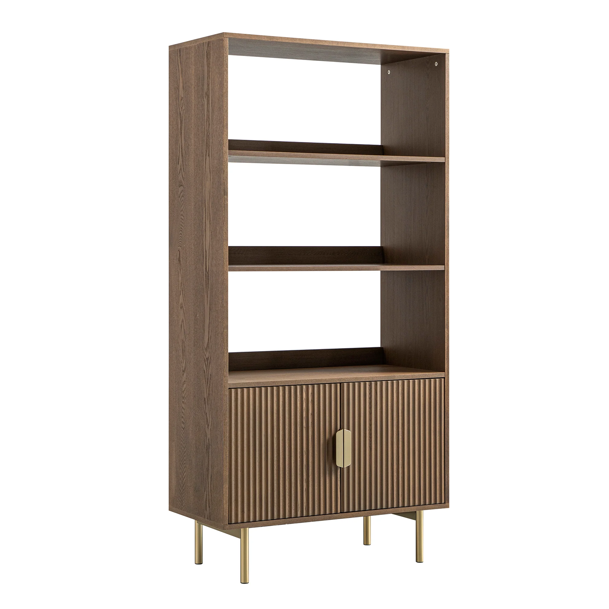 Richmond Ridged Tall Bookcase with Doors, Dark Ash - Image 9