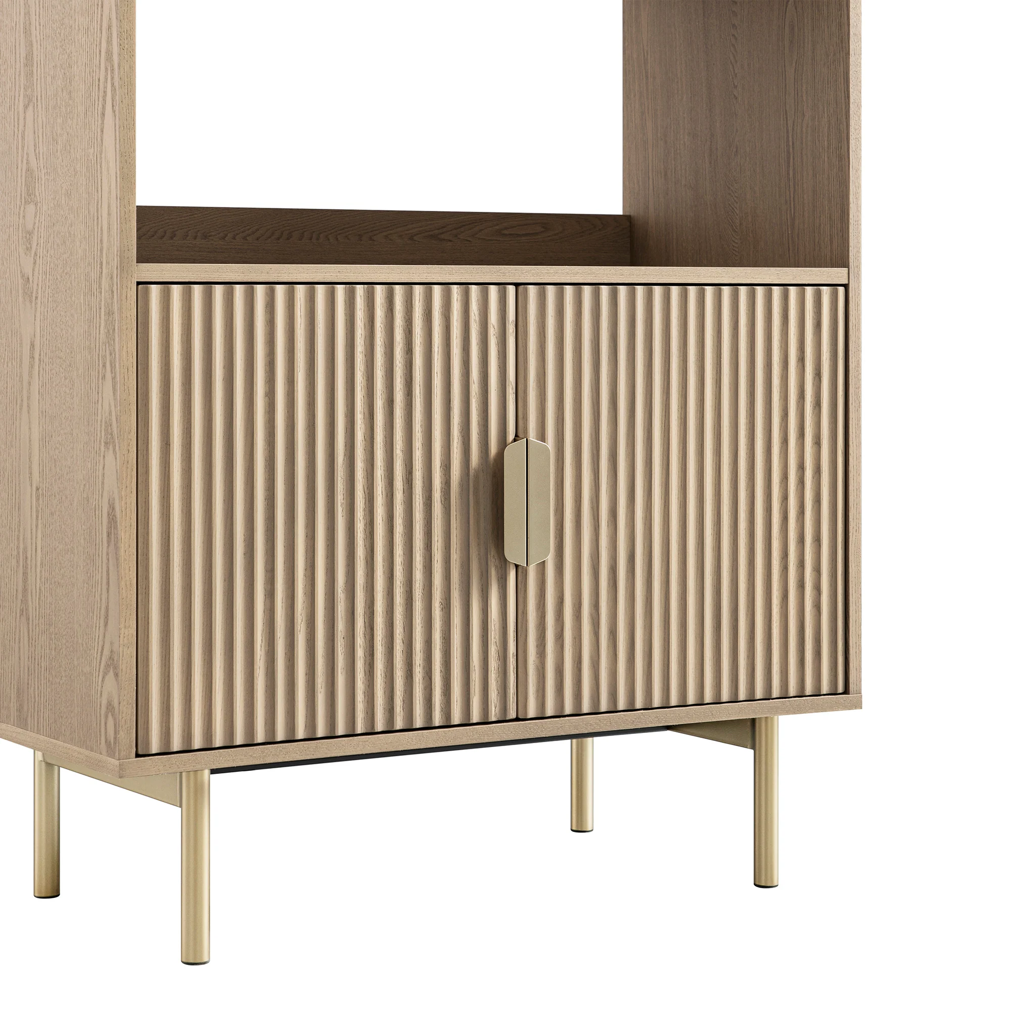 Richmond Ridged Tall Bookcase with Doors, Light Ash - Image 13