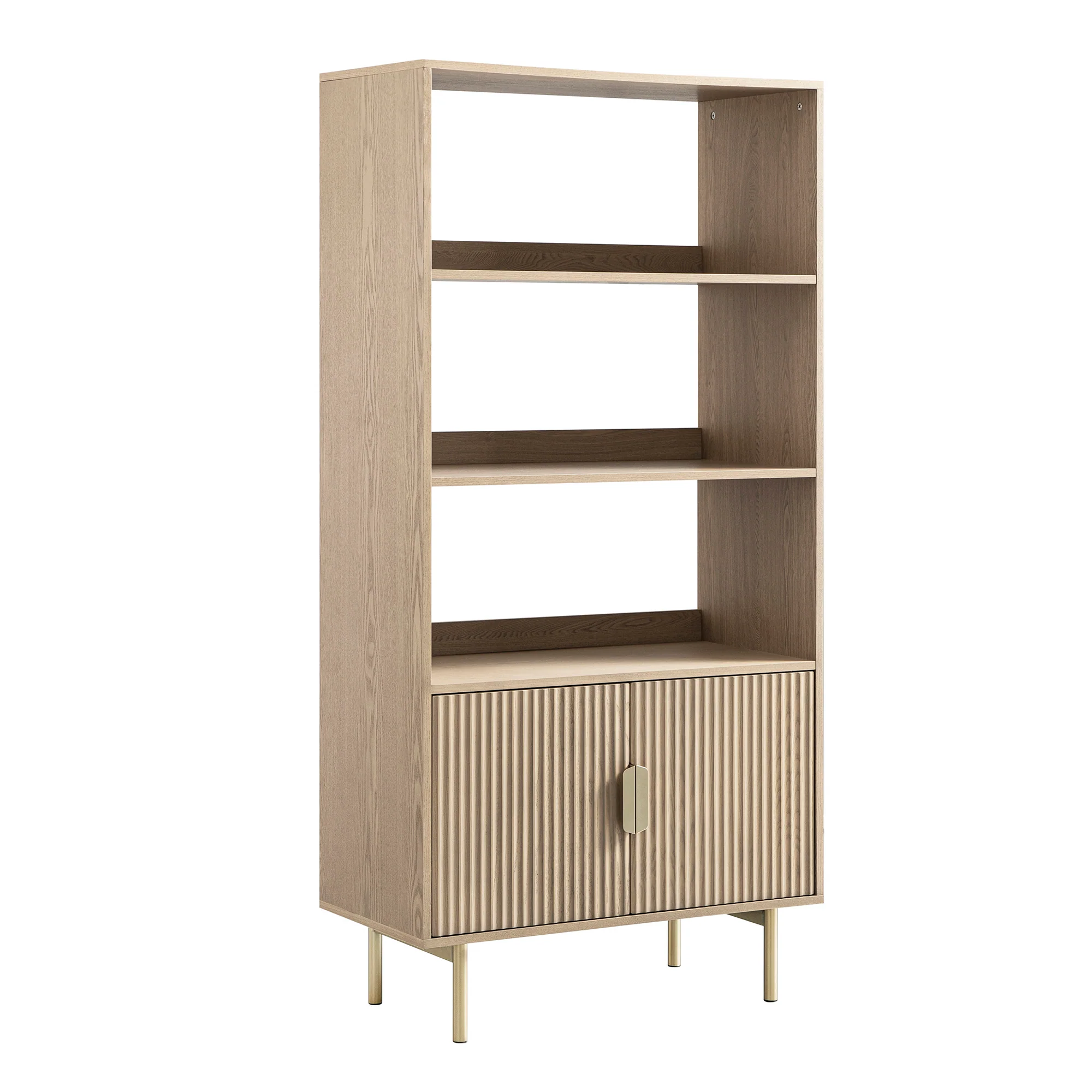 Richmond Ridged Tall Bookcase with Doors, Light Ash - Image 7