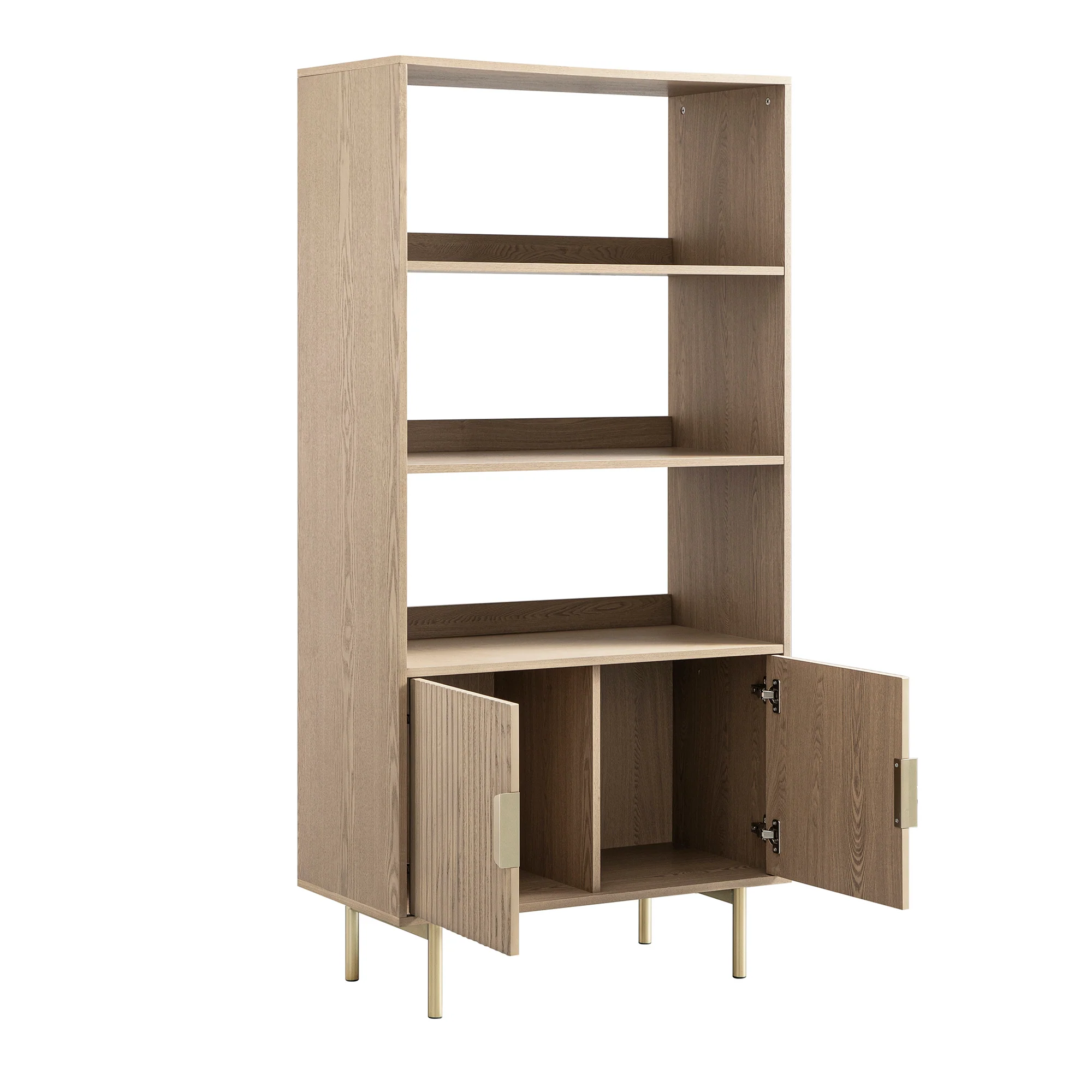 Richmond Ridged Tall Bookcase with Doors, Light Ash - Image 9