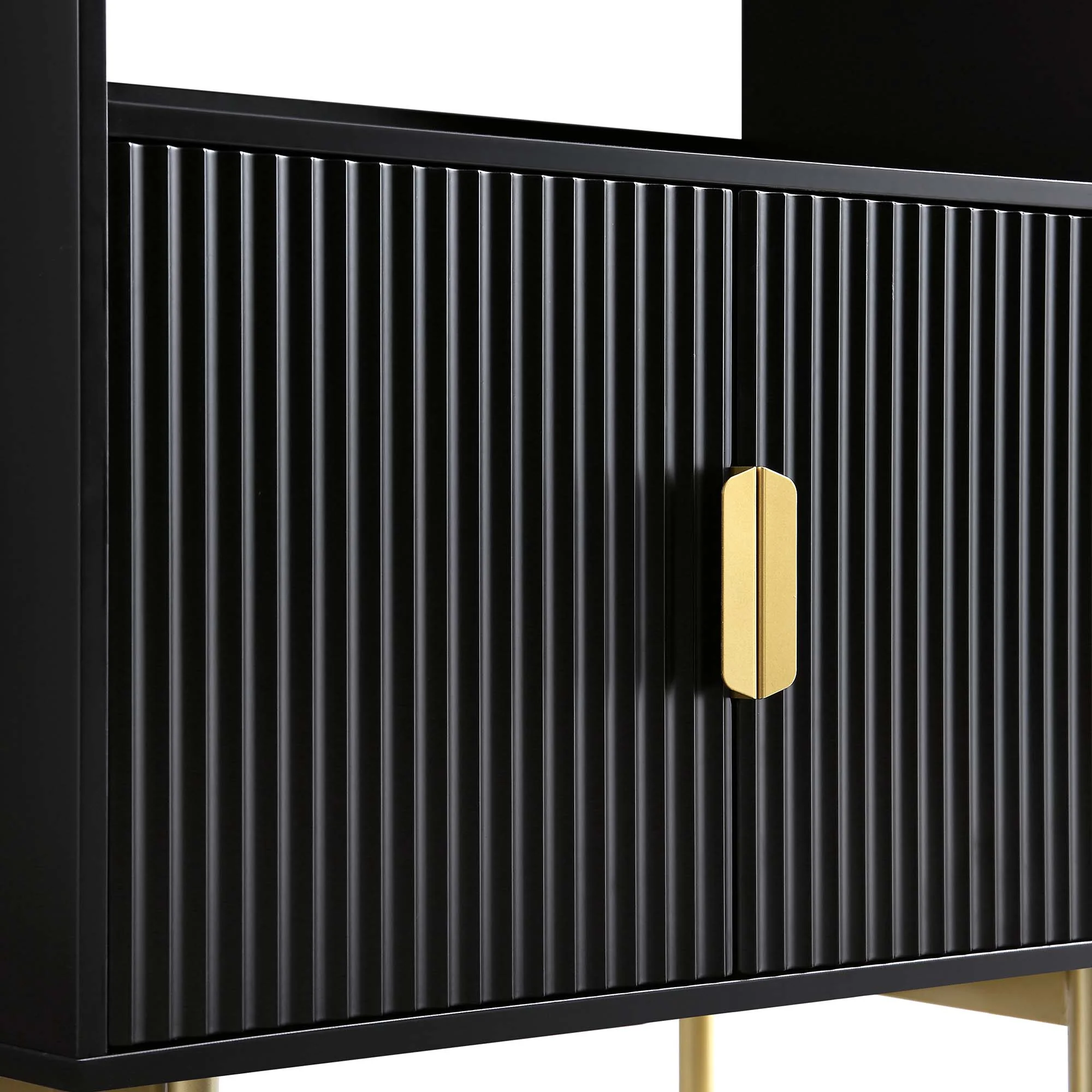 Richmond Ridged Tall Bookcase with Doors, Matte Black - Image 10