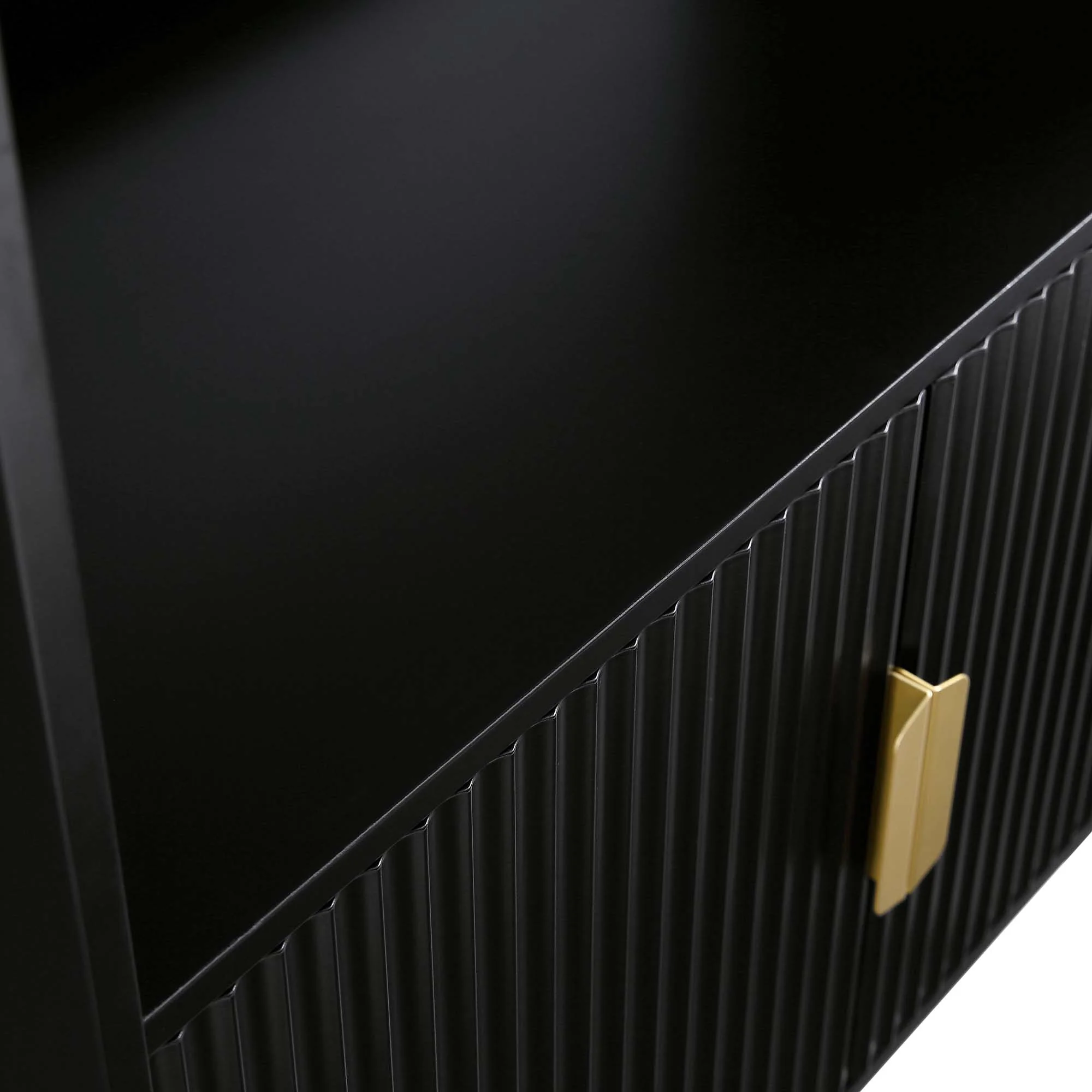 Richmond Ridged Tall Bookcase with Doors, Matte Black - Image 11