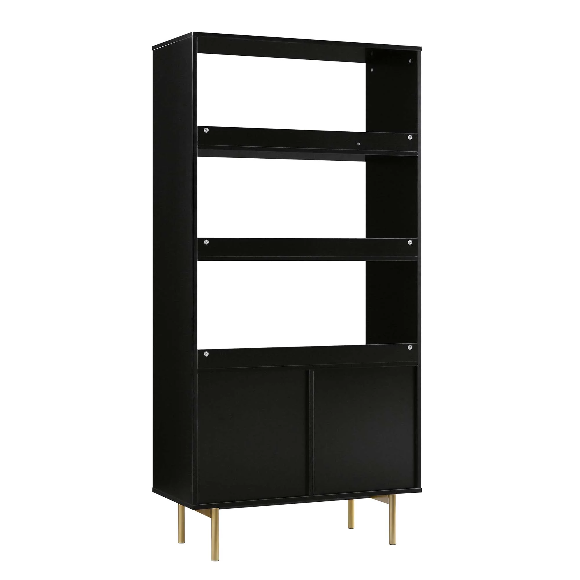 Richmond Ridged Tall Bookcase with Doors, Matte Black - Image 9
