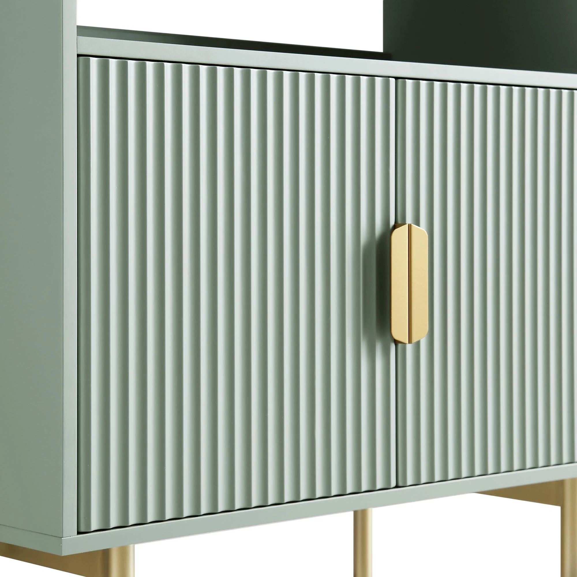 Richmond Ridged Tall Bookcase with Doors, Matte Sage Green - Image 12