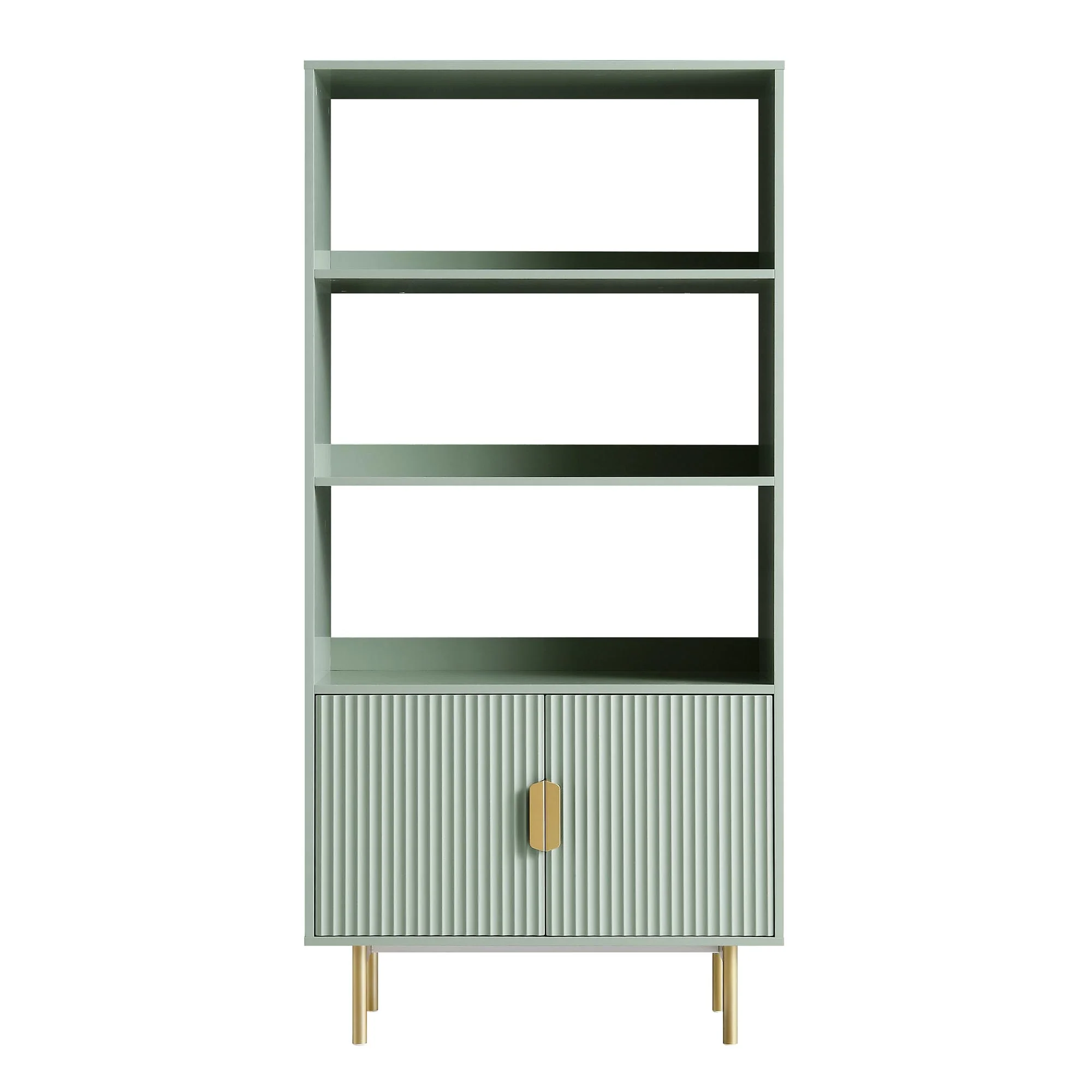 Richmond Ridged Tall Bookcase with Doors, Matte Sage Green - Image 4
