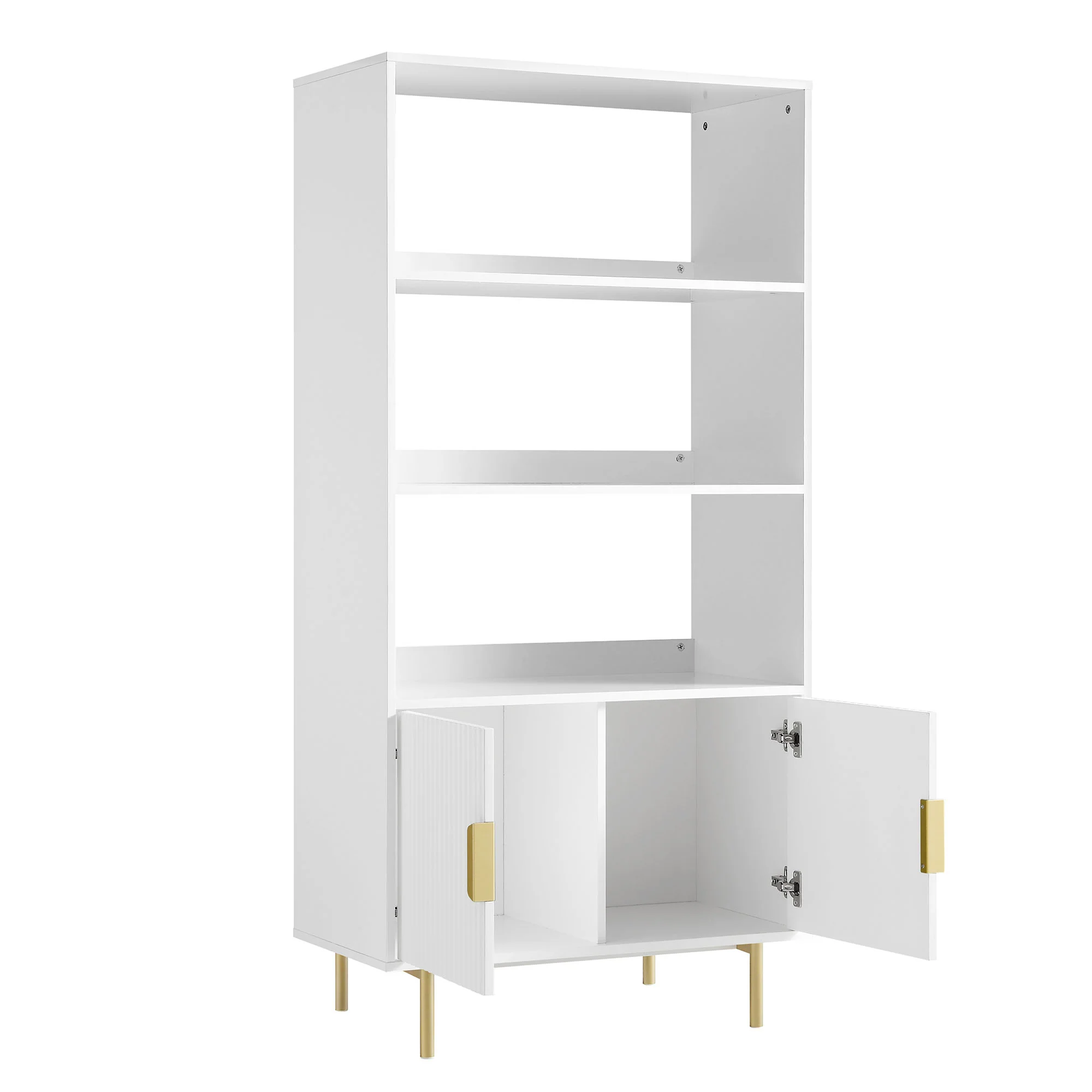 Richmond Ridged Tall Bookcase with Doors, Matte White - Image 7