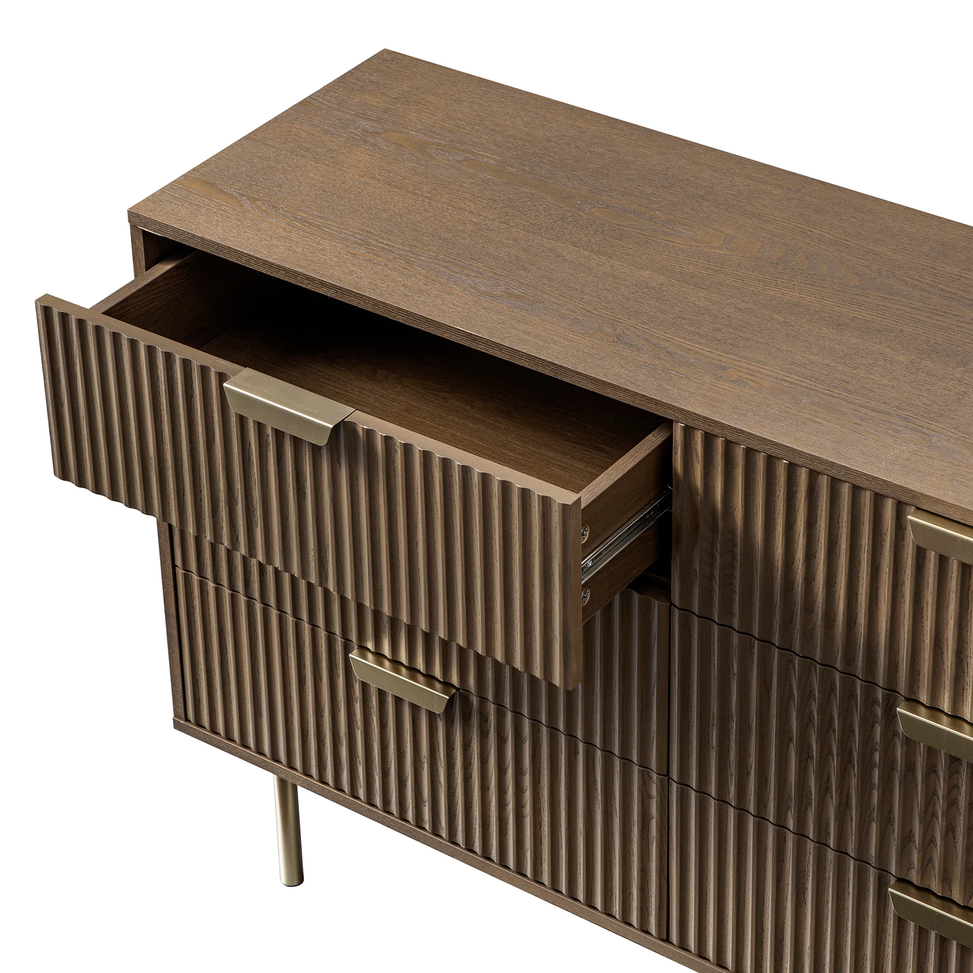 Richmond Ridged Wide Chest of 6 Drawers, Dark Ash - Image 14
