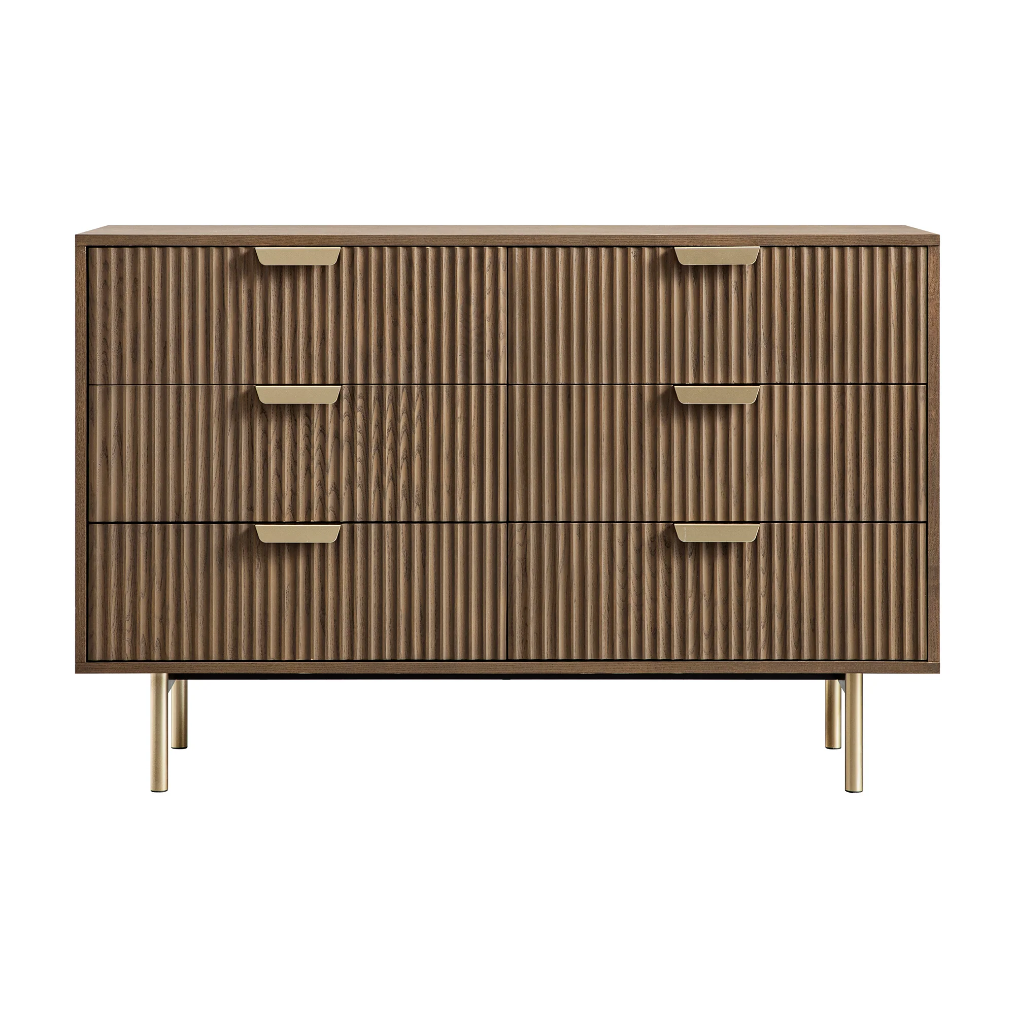 Richmond Ridged Wide Chest of 6 Drawers, Dark Ash - Image 6