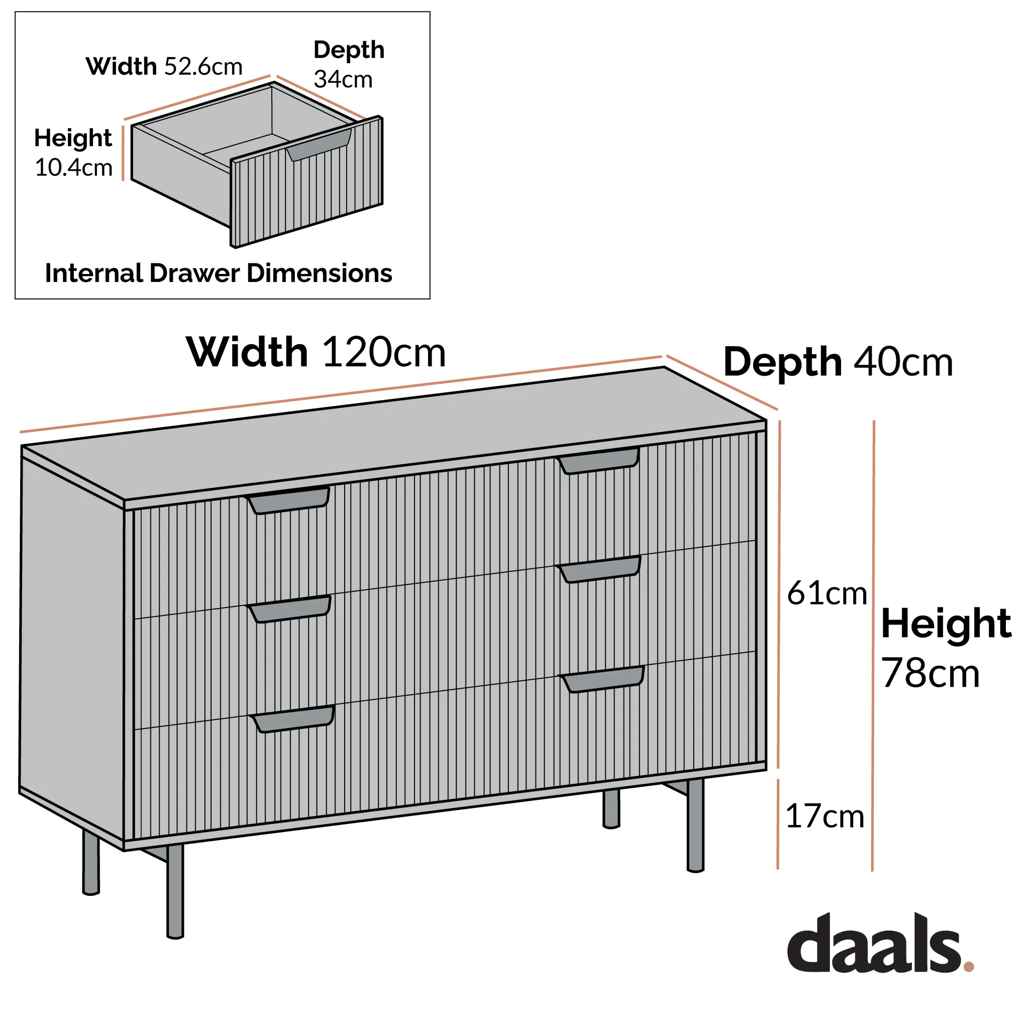 Richmond Ridged Wide Chest of 6 Drawers, Matte Taupe - Image 6