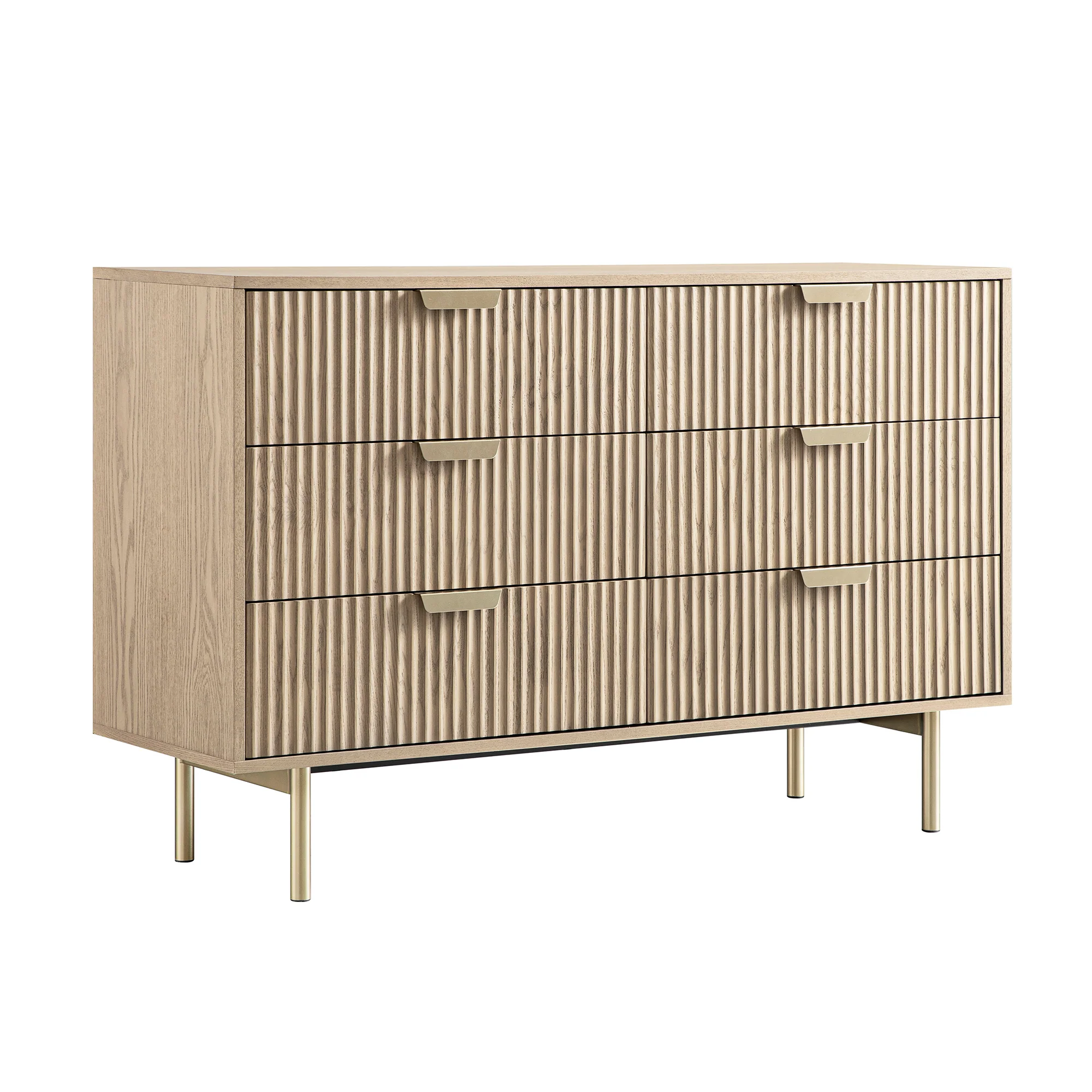 Richmond Ridged Wide Chest of 6 Drawers, Light Ash - Image 10