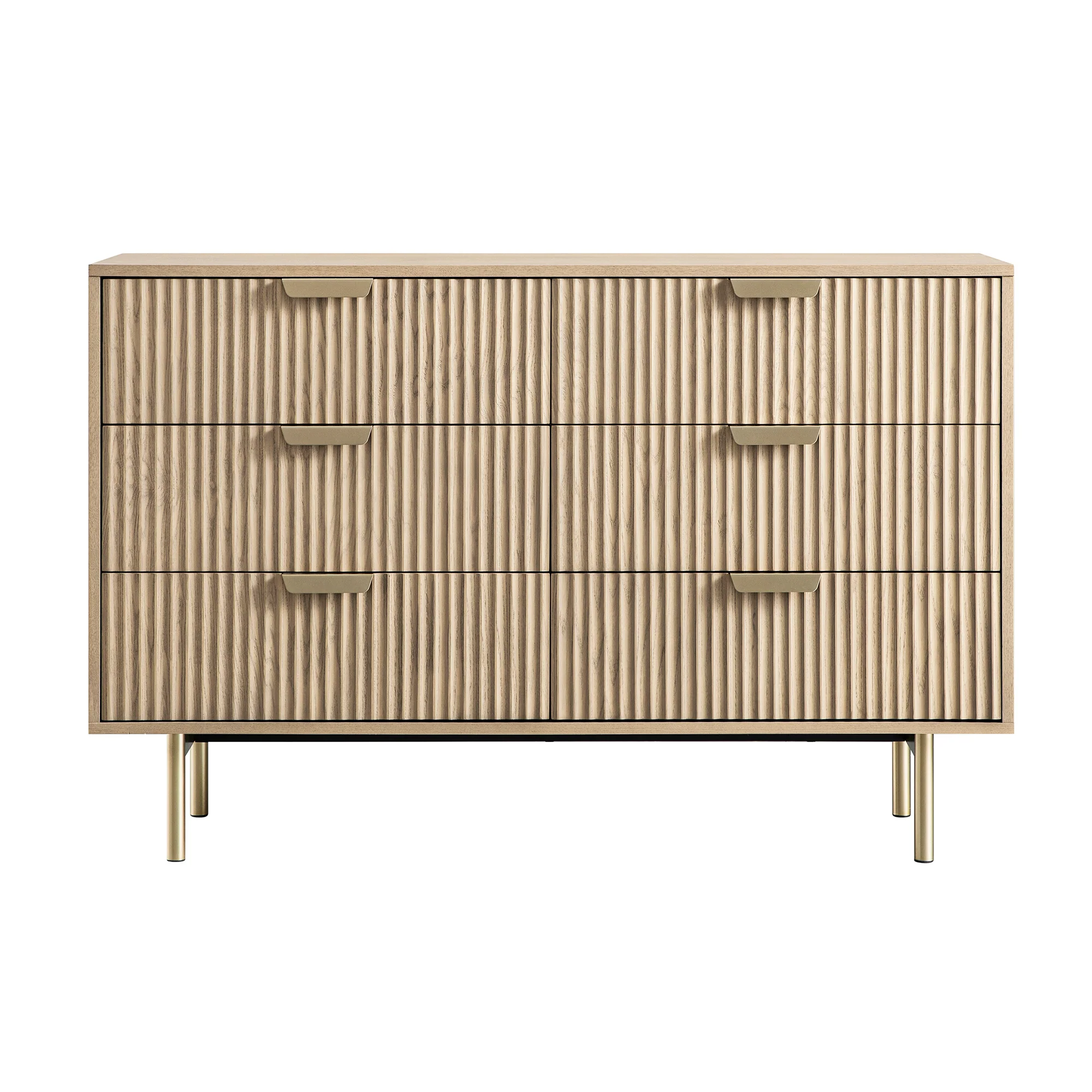 Richmond Ridged Wide Chest of 6 Drawers, Light Ash - Image 8