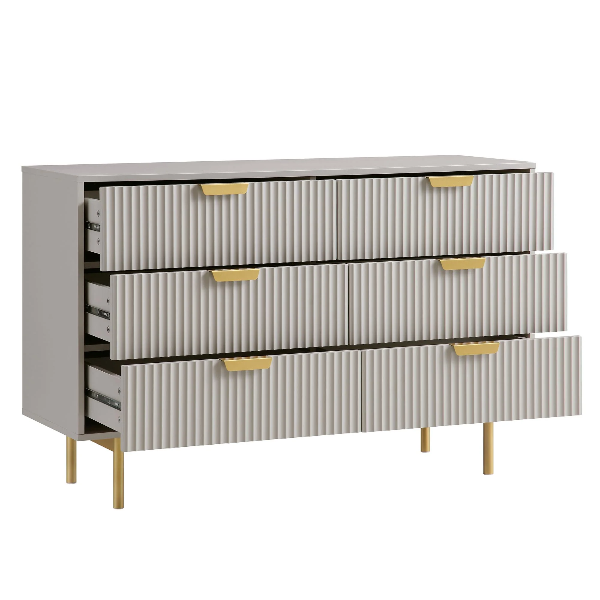 Richmond Ridged Wide Chest of 6 Drawers, Matte Taupe - Image 5