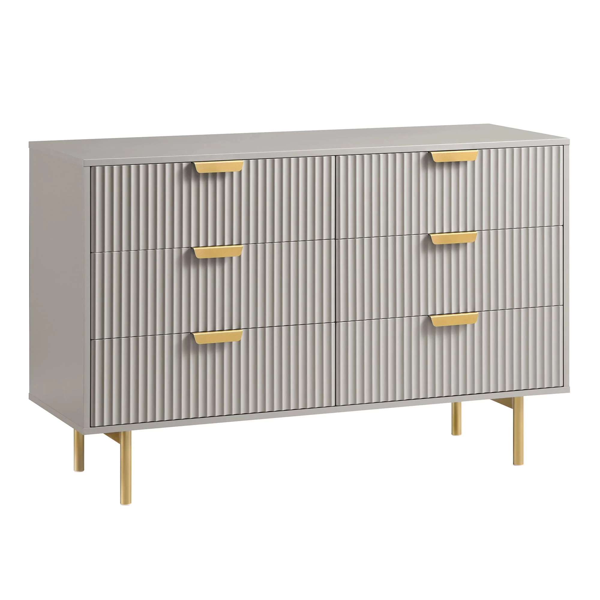 Richmond Ridged Wide Chest of 6 Drawers, Matte Taupe - Image 7