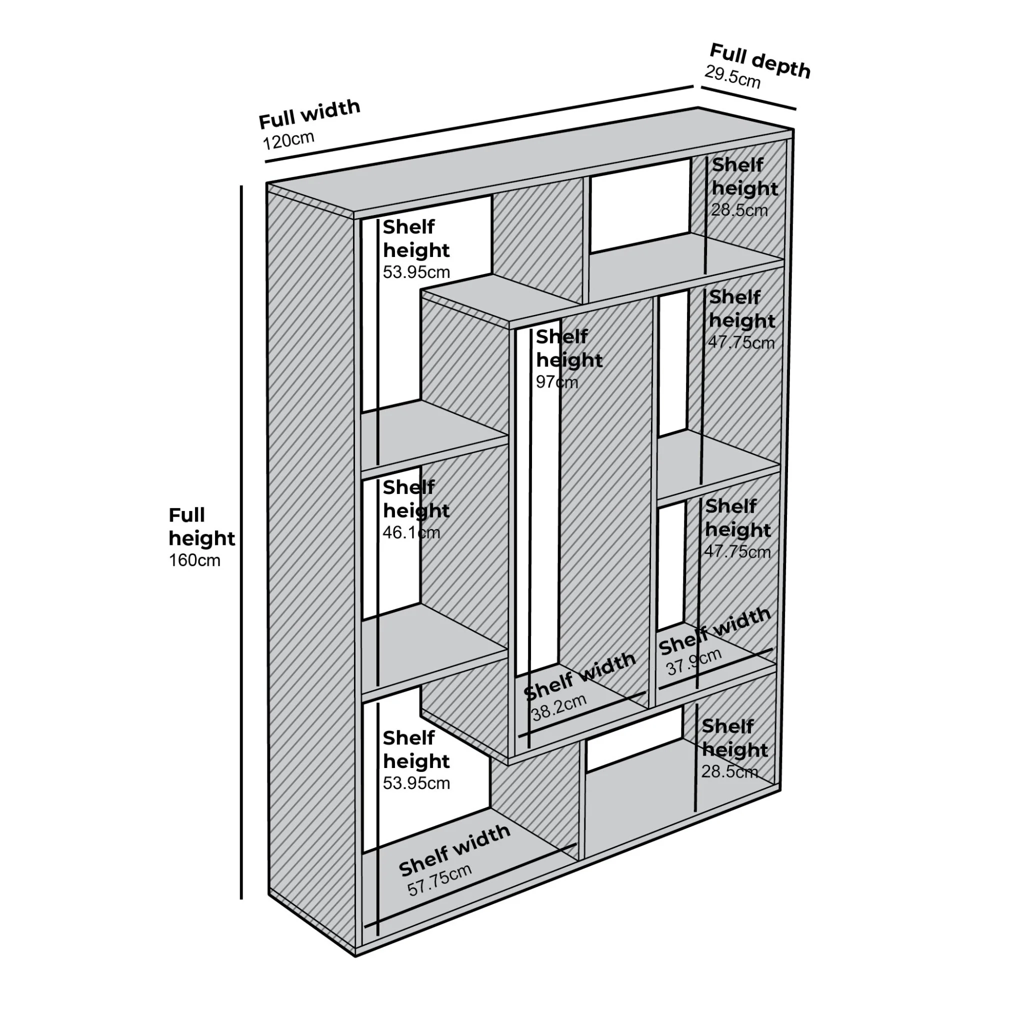 Riva 160cm Tall Bookcase / Display Shelving - Image 5