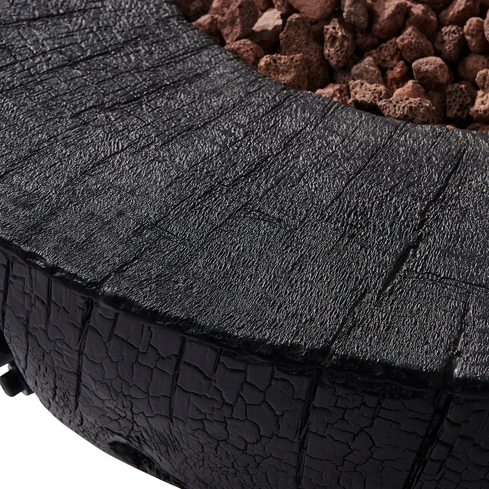 Round Outdoor Charred Wood Effect Concrete Gas Fire Bowl - Image 8