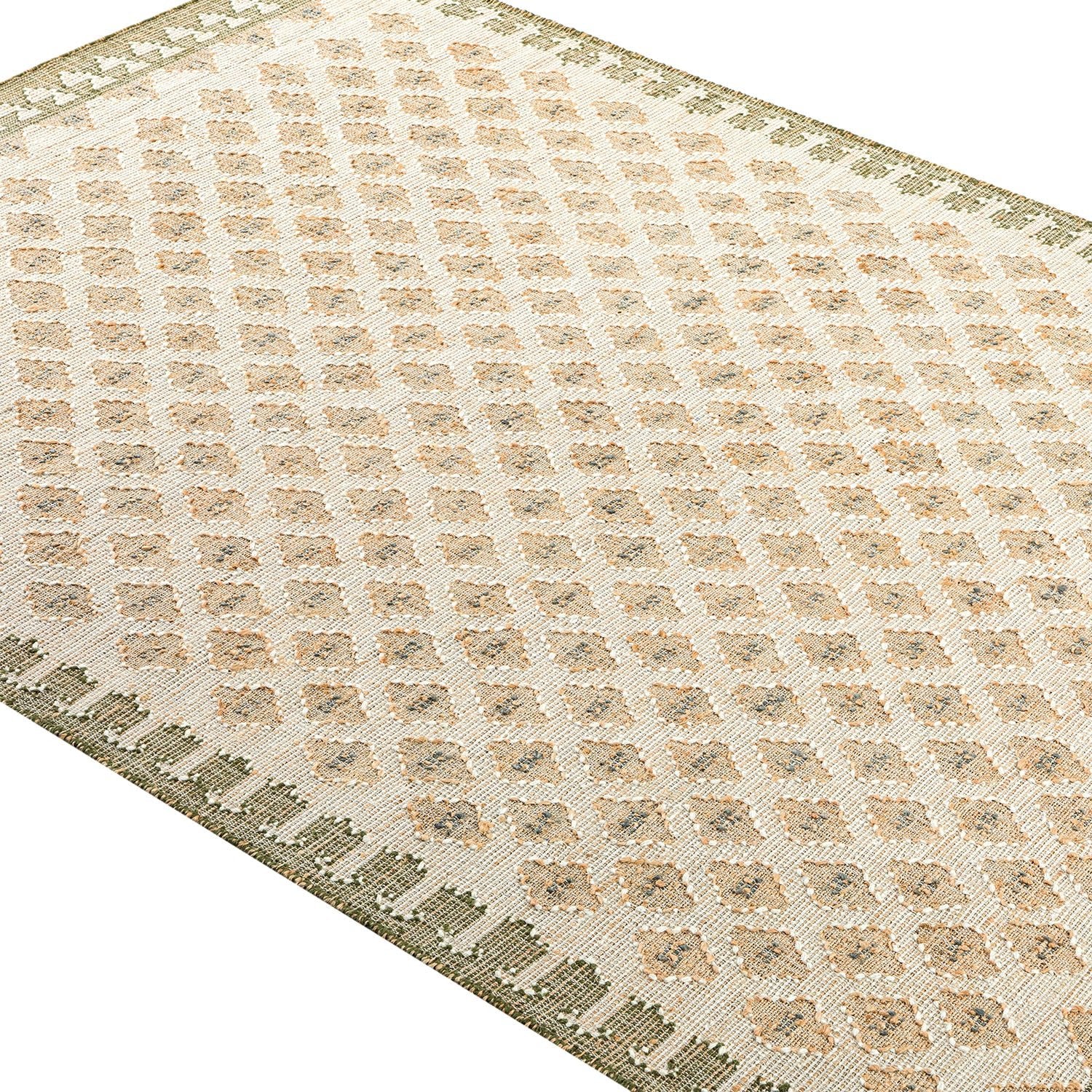 Safi Kilim Traditional Handwoven Jute & Cotton Natural & Olive Green Rug - Image 2