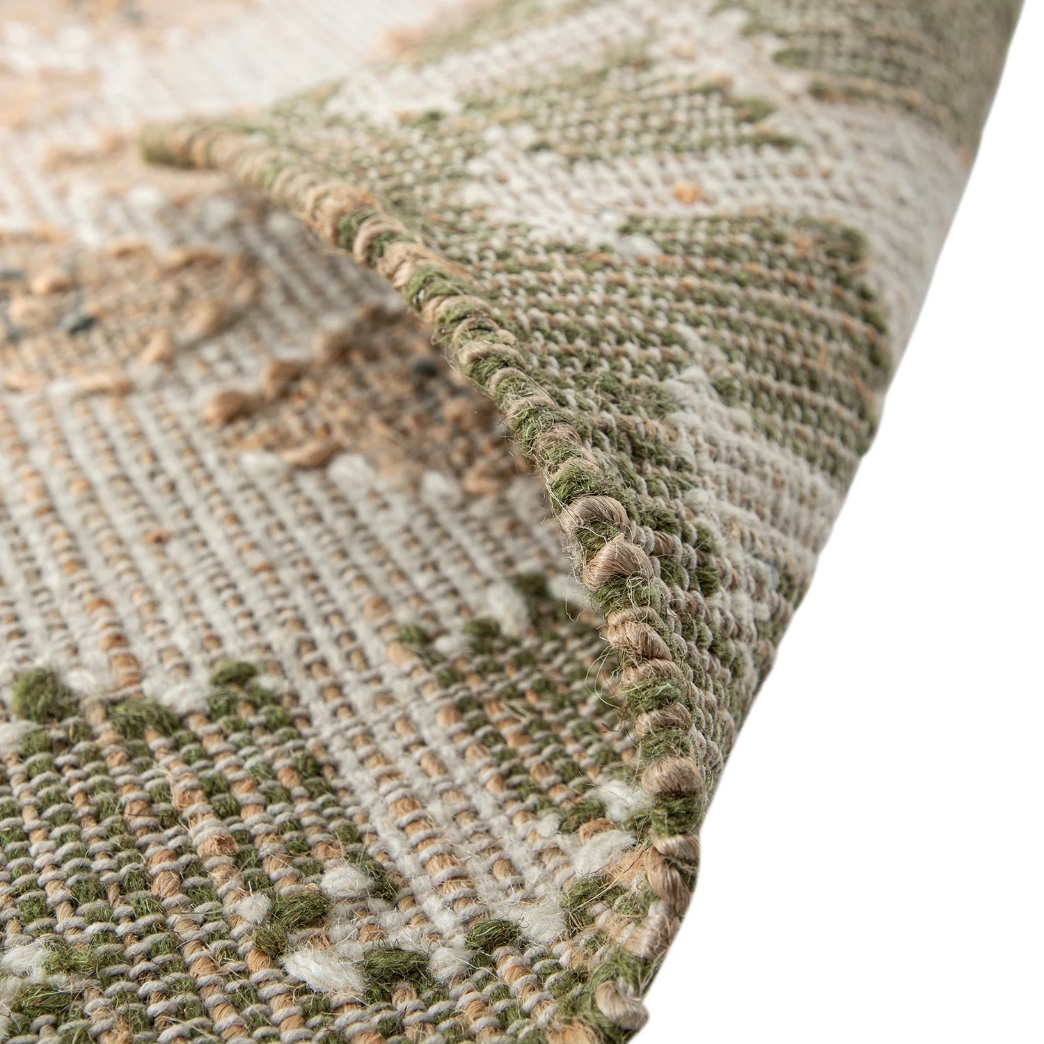 Safi Kilim Traditional Handwoven Jute & Cotton Natural & Olive Green Rug - Image 5