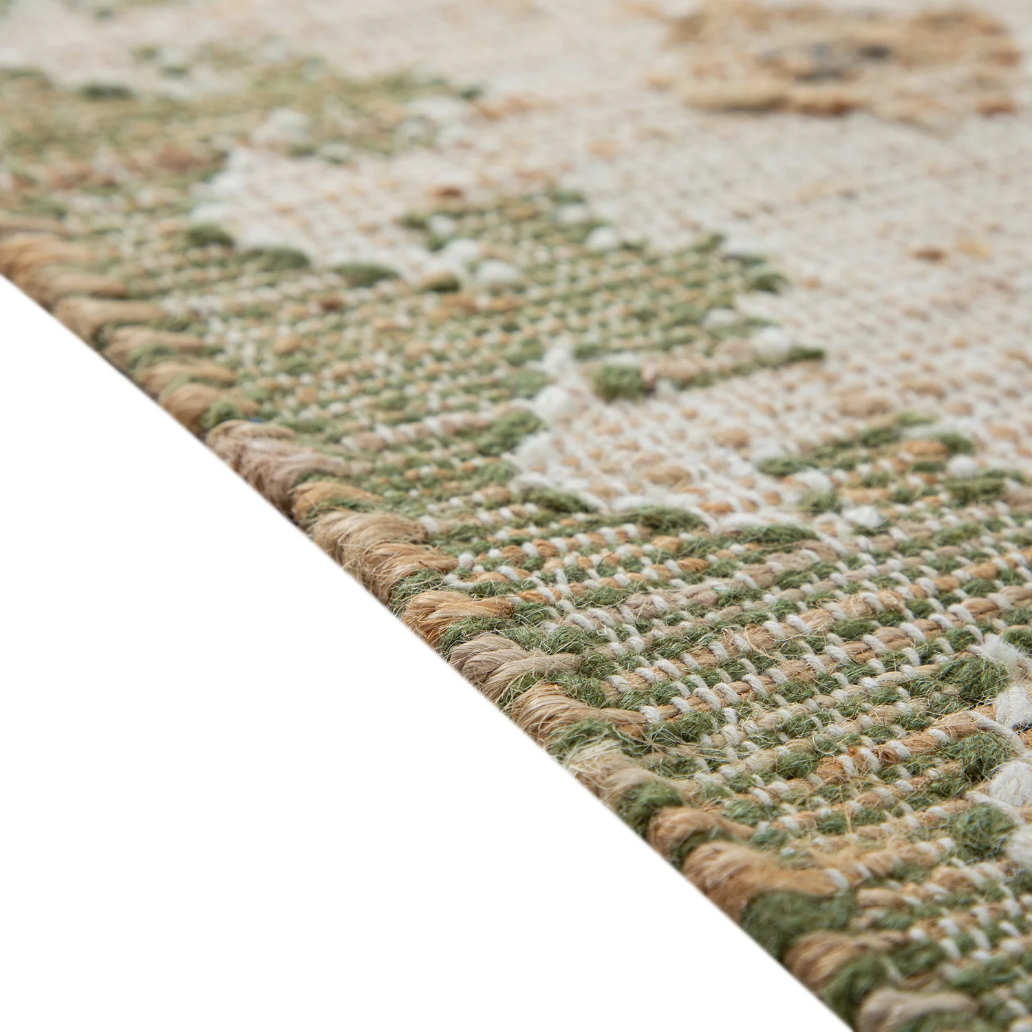 Safi Kilim Traditional Handwoven Jute & Cotton Natural & Olive Green Runner - Image 4