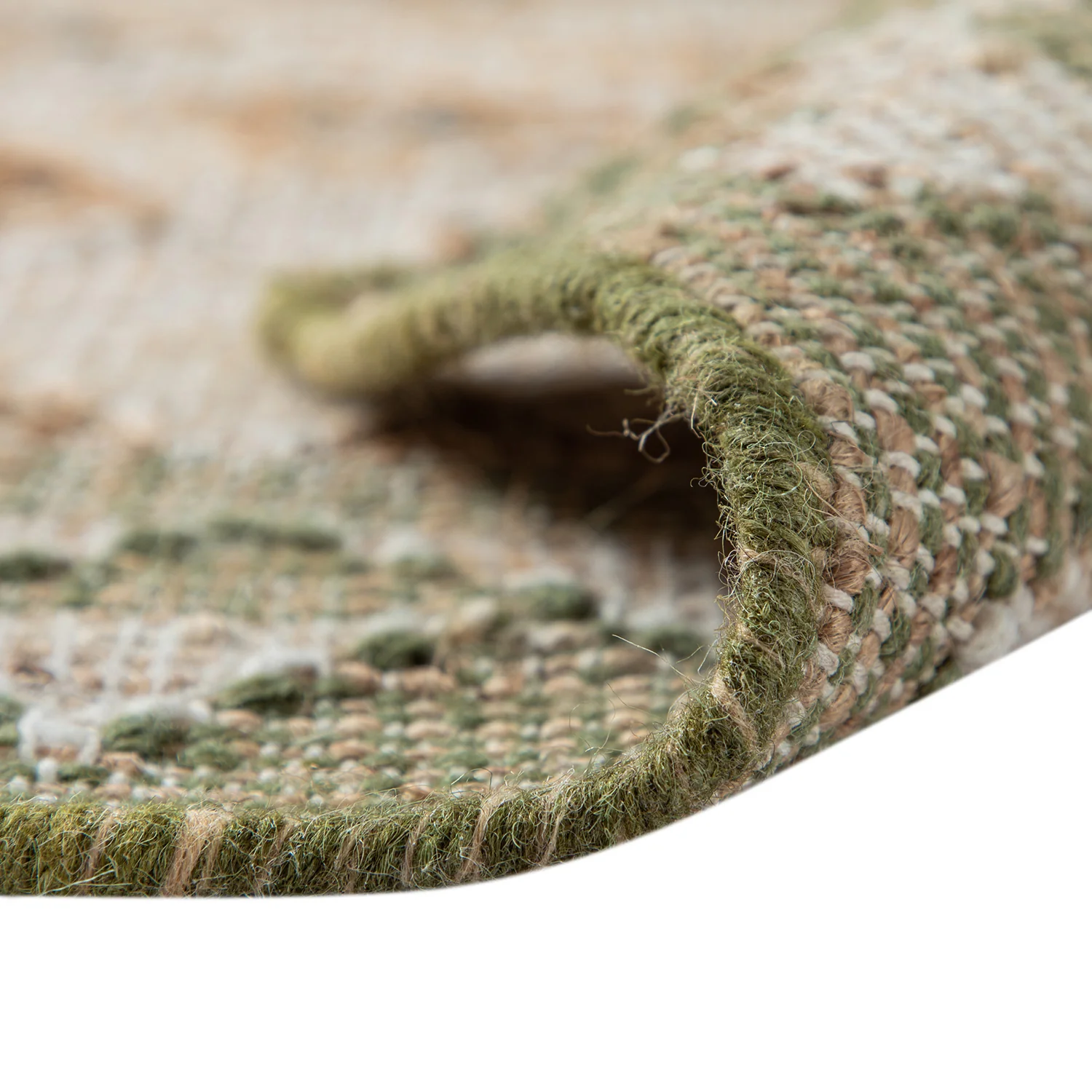 Safi Kilim Traditional Handwoven Jute & Cotton Natural & Olive Green Runner - Image 5